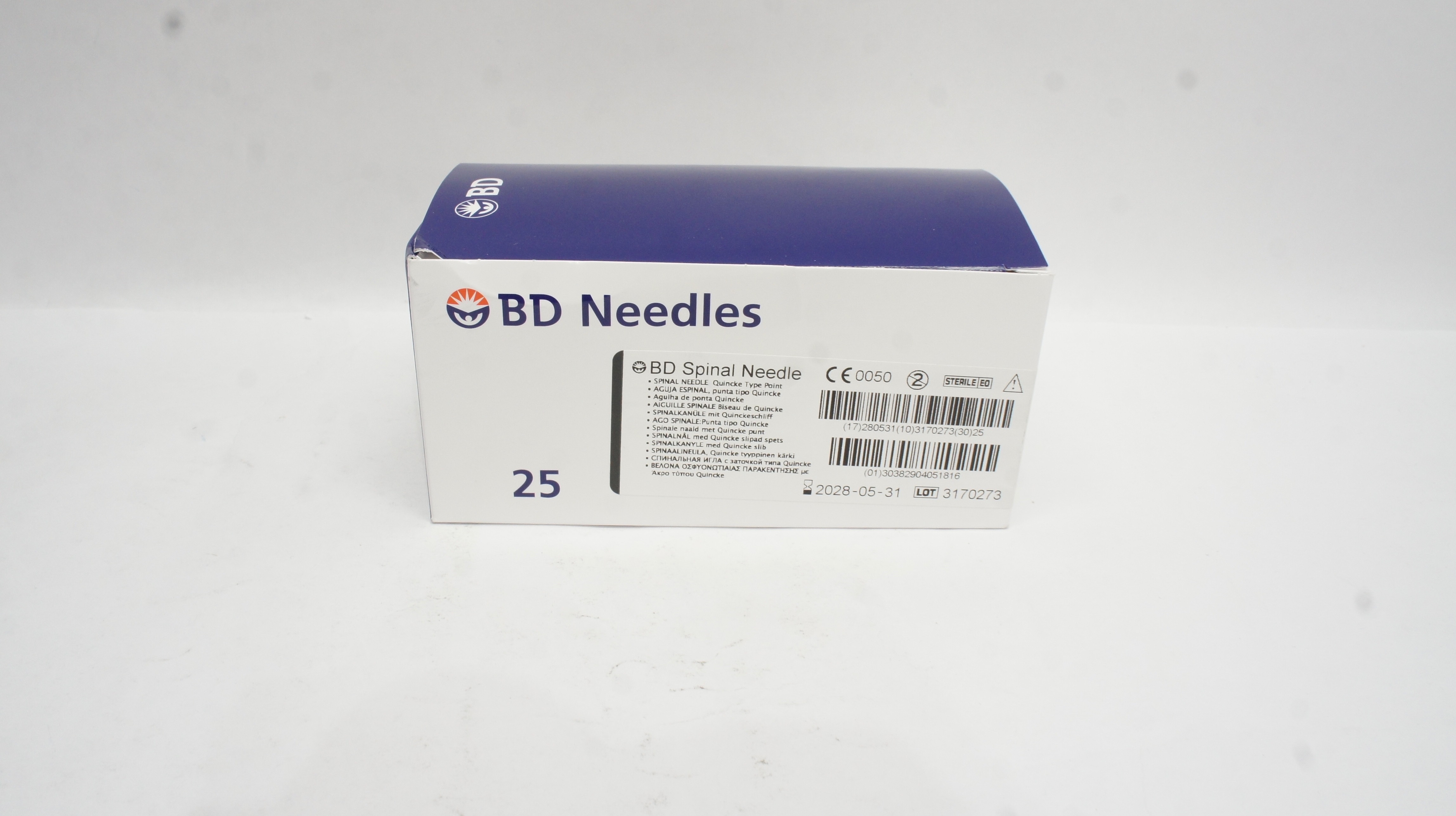 BD 405181 Becton Spinal Ndle Quincke Type Point 22G x 3.50inch - Box of 25
