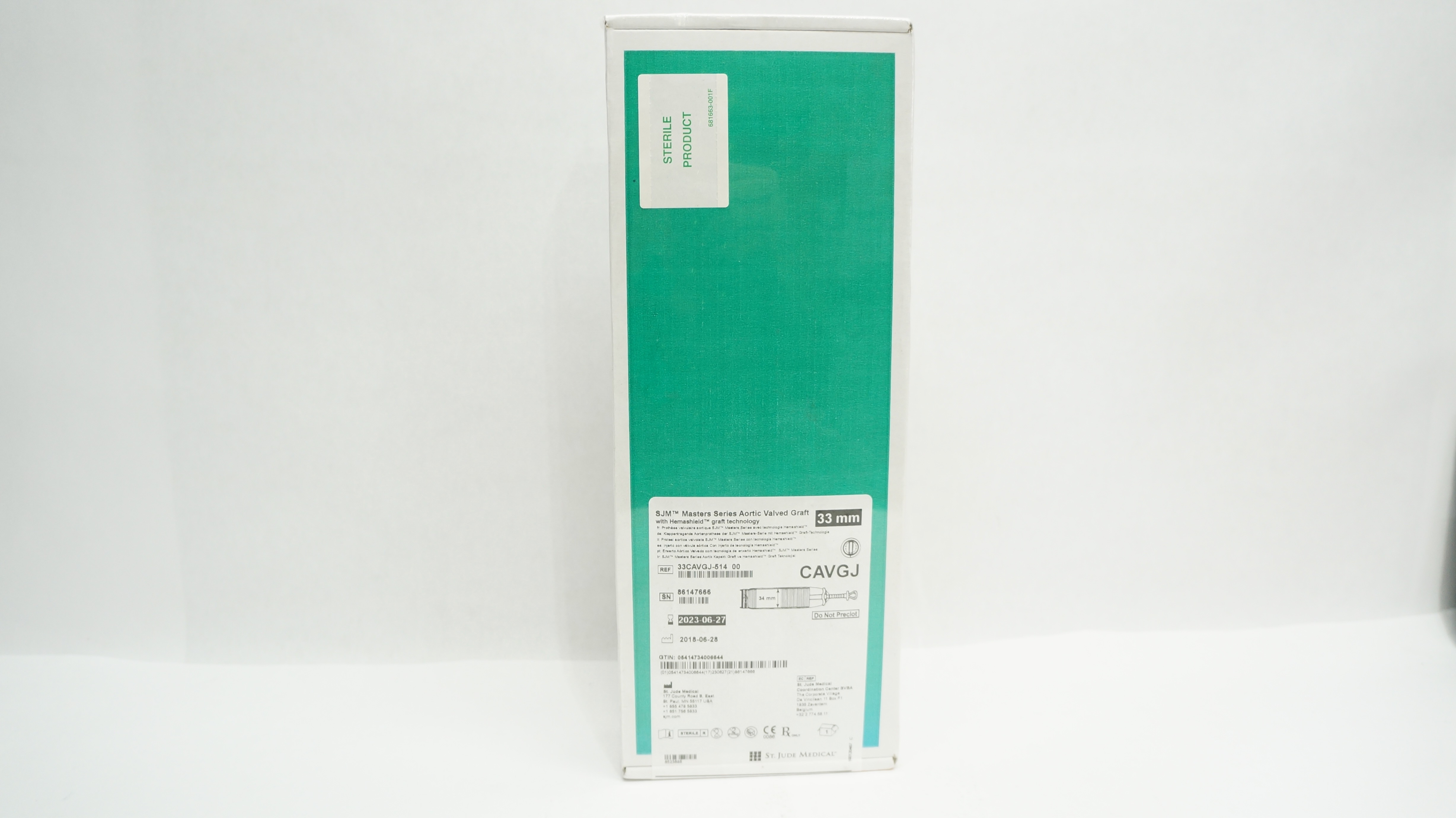 ST.Jude Medical 33CAVGJ-514 Masters Series Aortic Valved Graft 33mm (x)