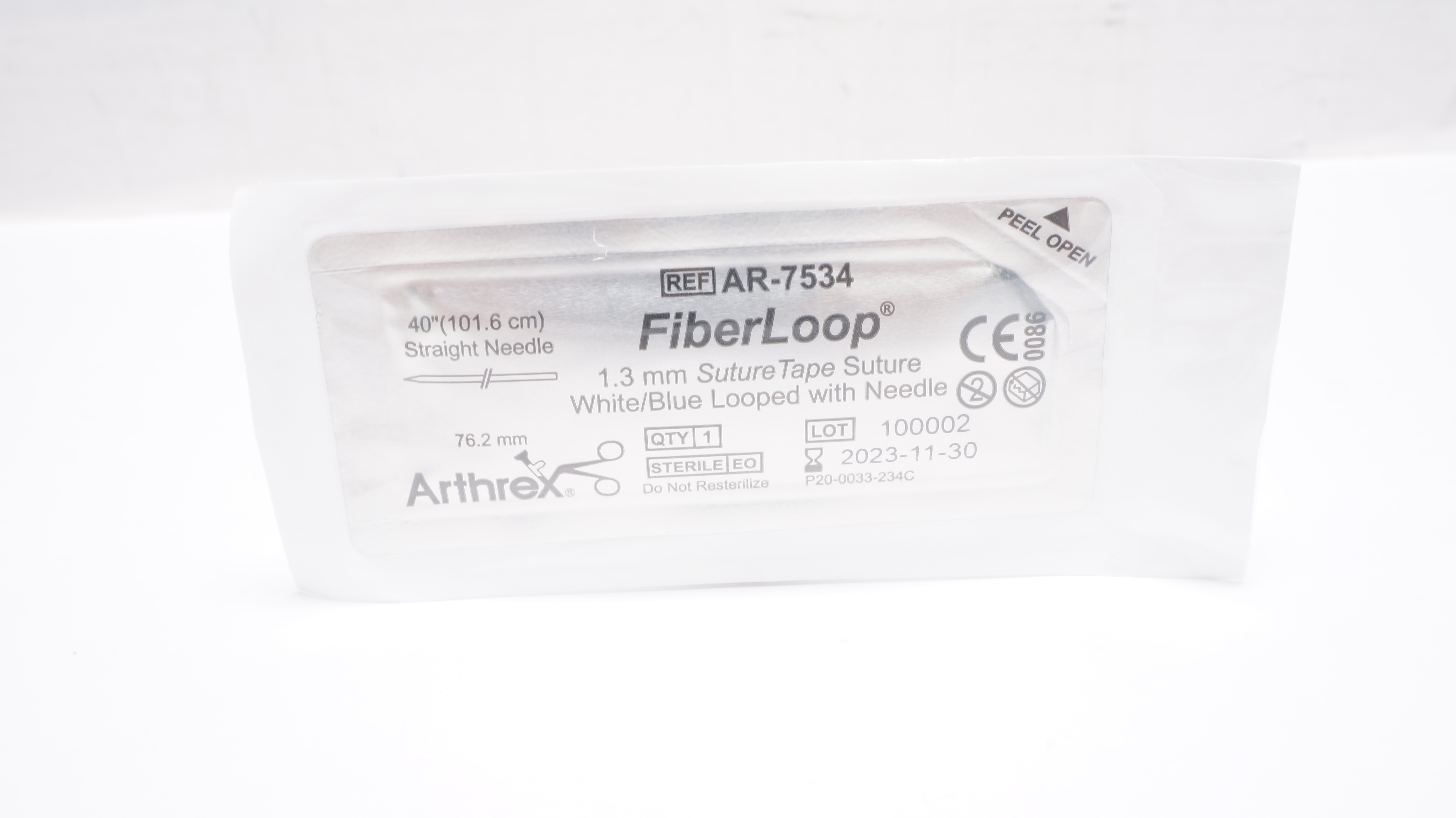 Arthrex AR-7534 FiberLoop 1.3mm StreTape Stre 76.2mm, w/Straight Ndle 40inch (x)