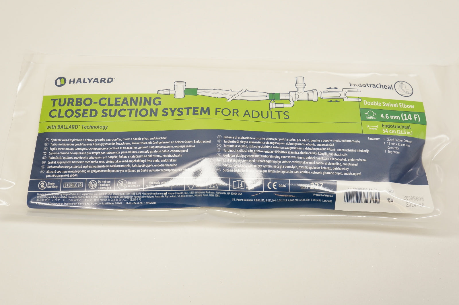 Halyard 227 Turbo-Cleaning Closed Suction System, Endotracheal 14F.