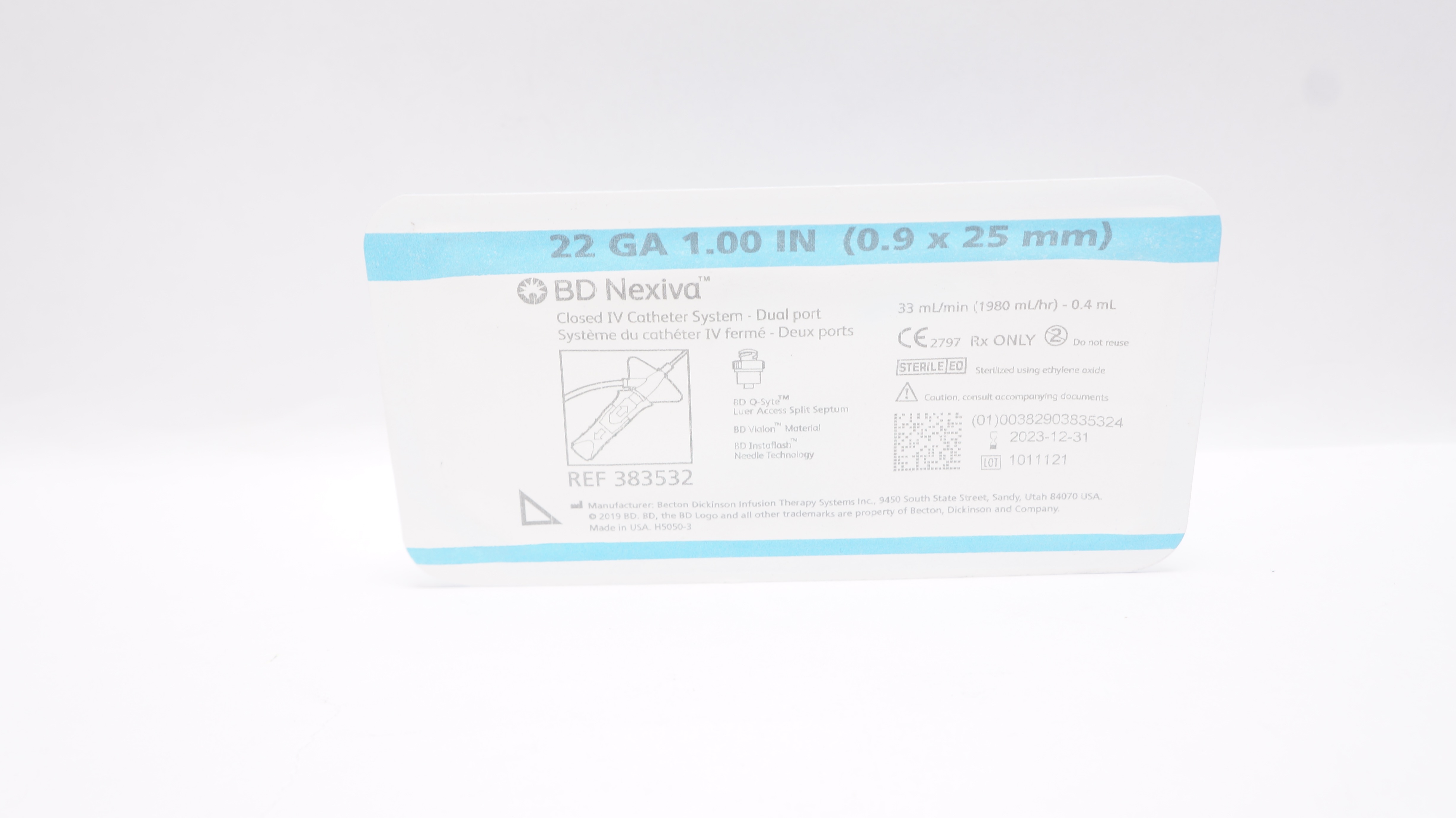 BD 383532 Nexiva Closed IV Cath. System 22Ga x 1 inch (x)