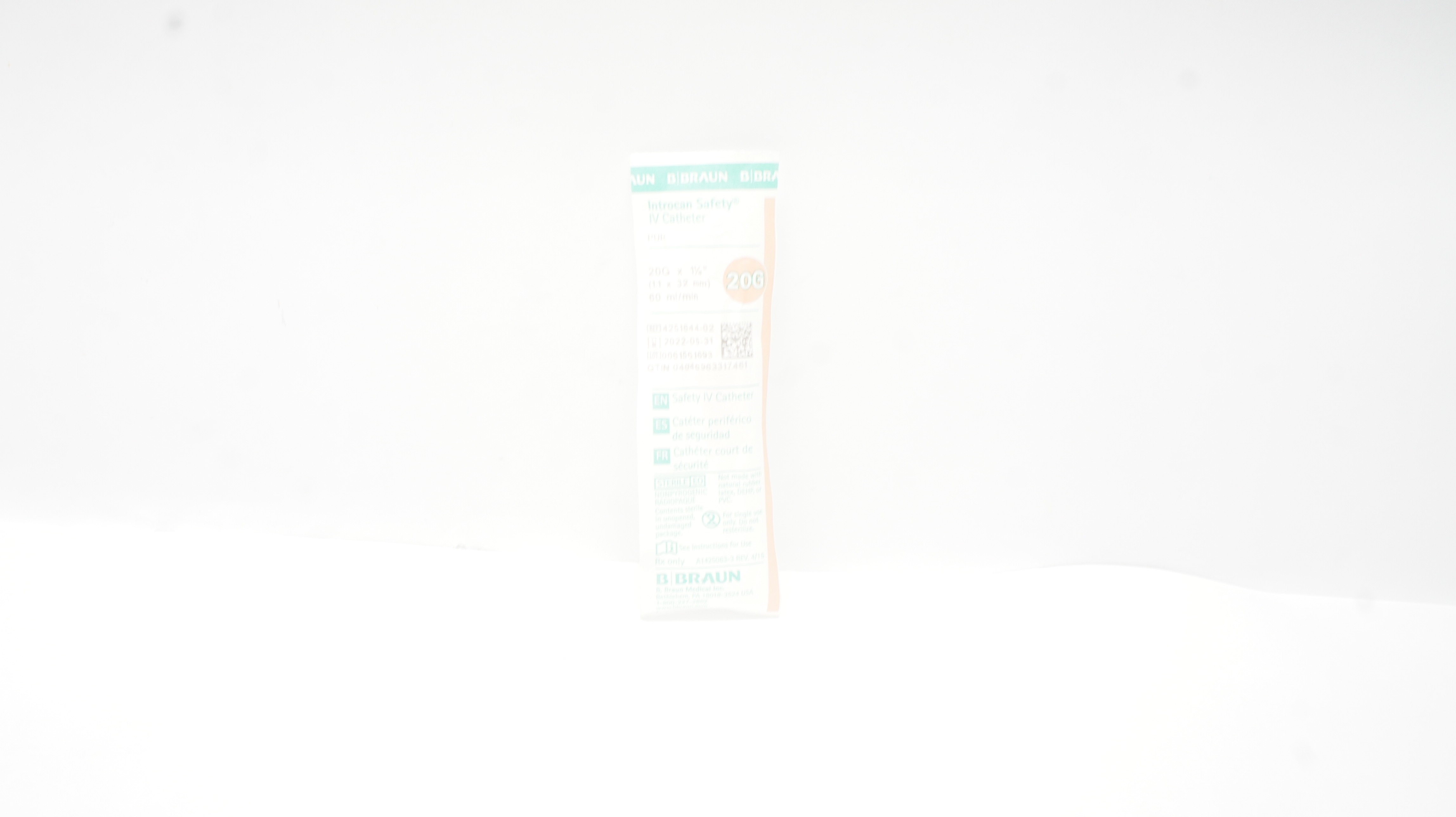 Braun 4251644-02 Introcan Safety IV Cath. 20G x 1-1/4inch 60mL/min (x)