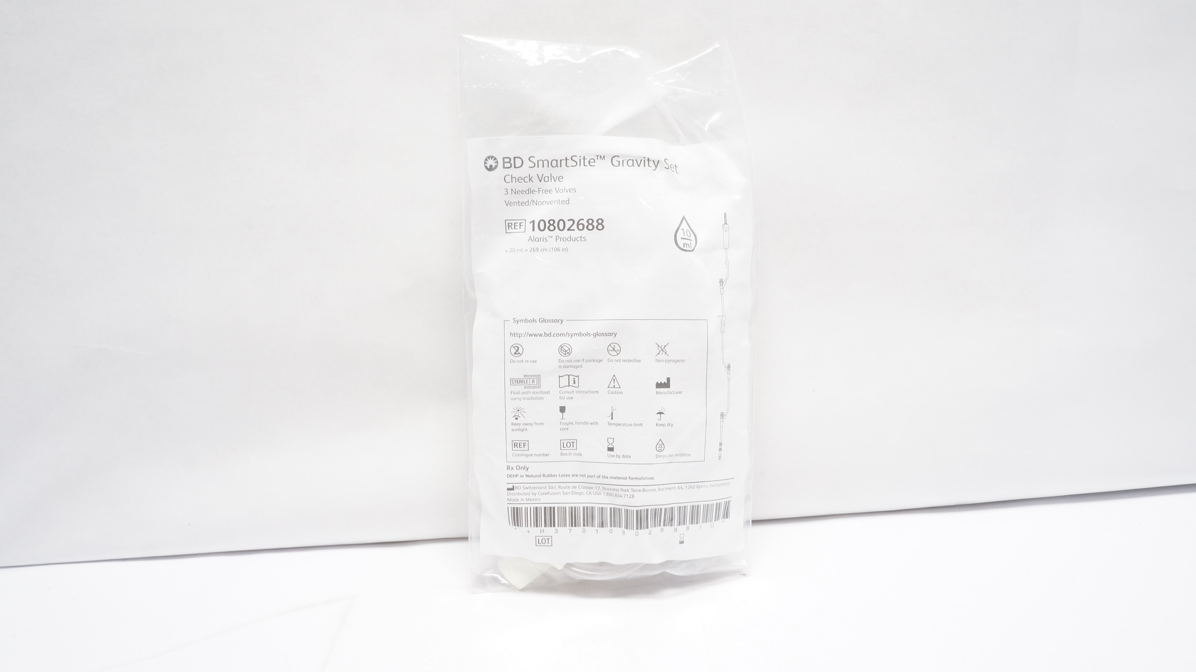 BD 10802688 Alaris Products Gravity Set Check Valve 20mL, 106inch (x)