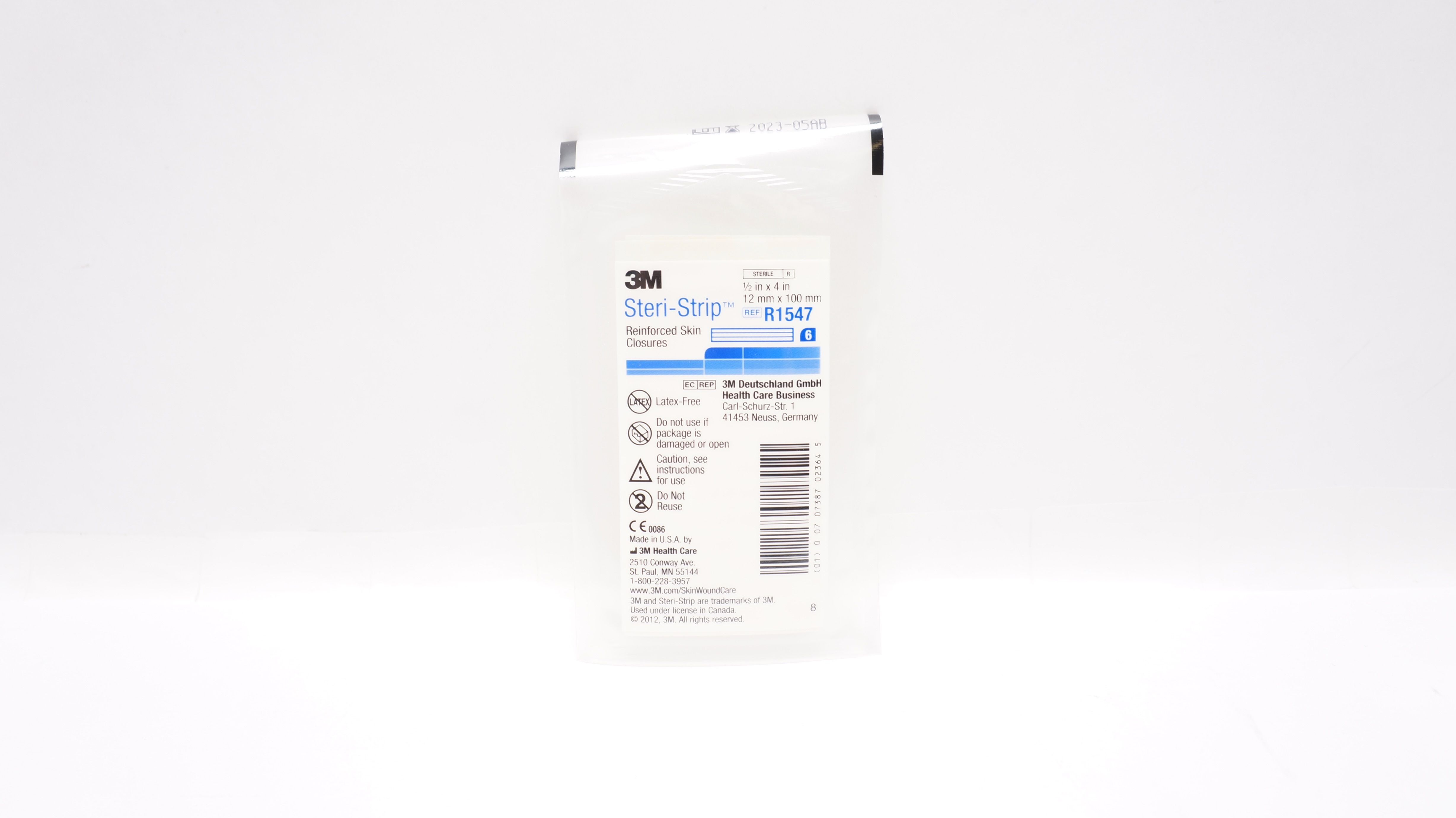 3M R1547 Steri-Strip Reinforced Skin Closures 1/2inch x 4 inch (x) - Pack of 6