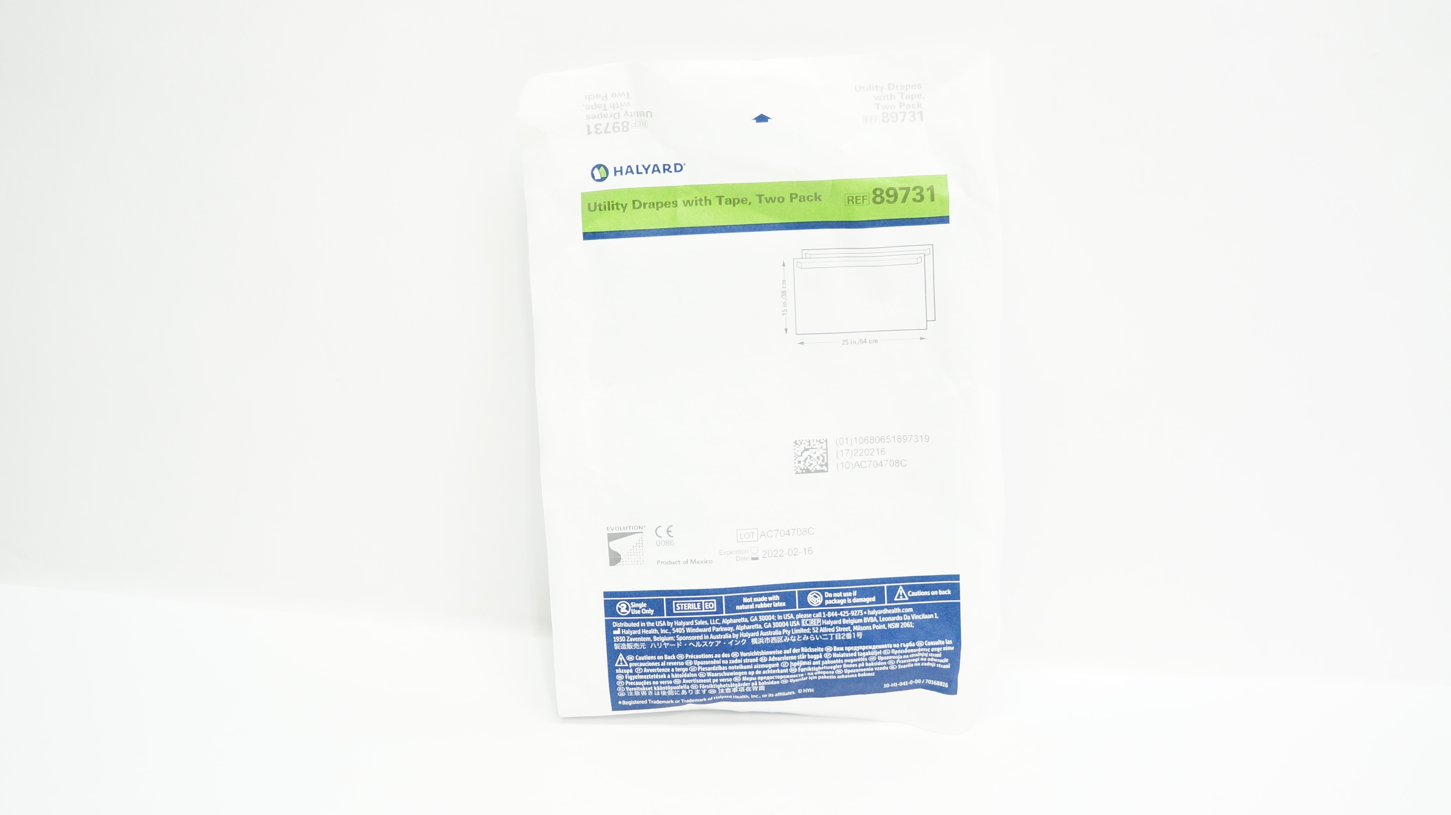 Halyard 89731 Utility Drapes with Tape Two Pack 15 inch x 25 inch (x)