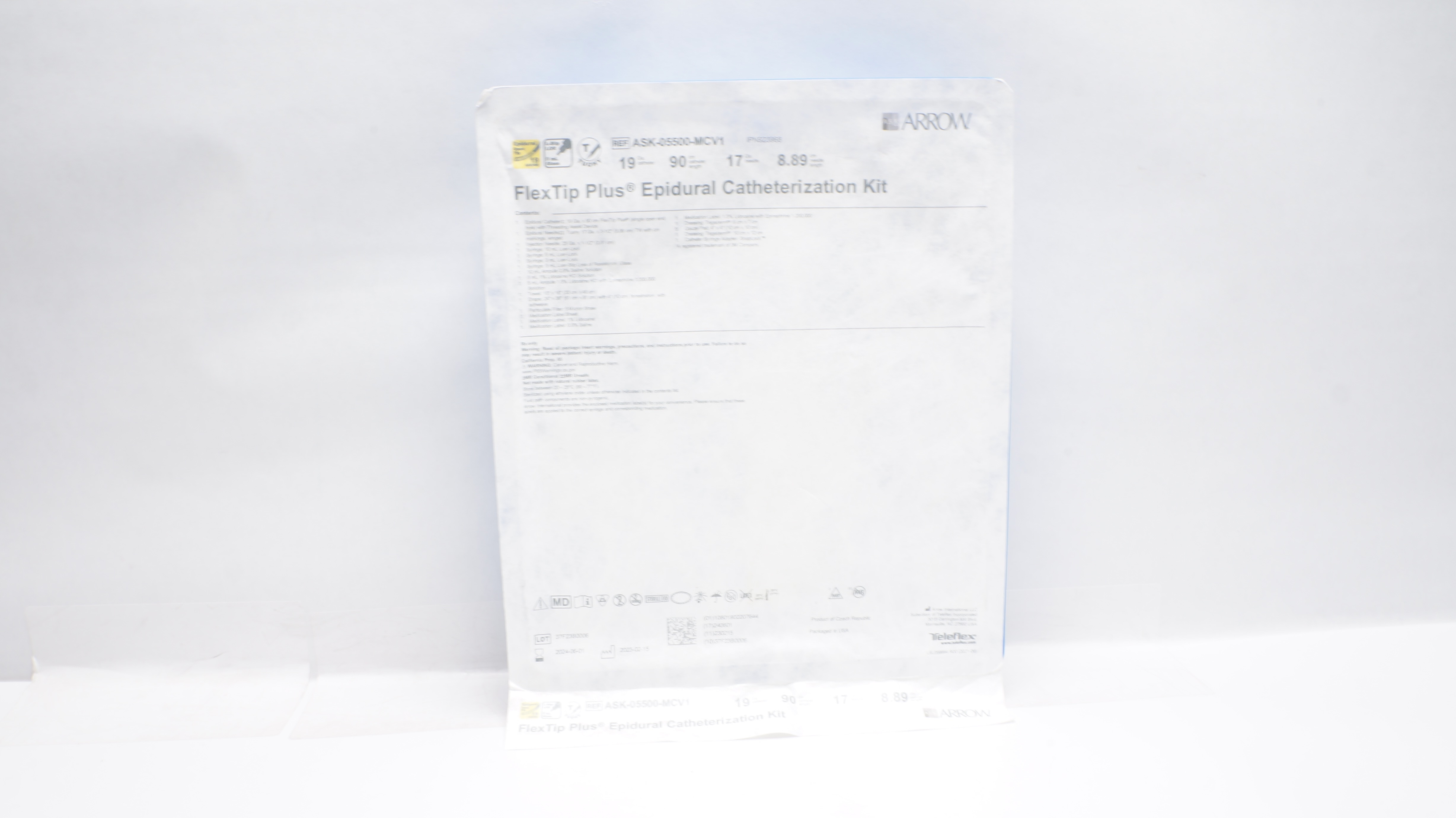 Arrow ASK-05500-MCV1 FlexTip Plus Epidural Cath. Kit 19Ga x 90cm, Ndle 17Ga