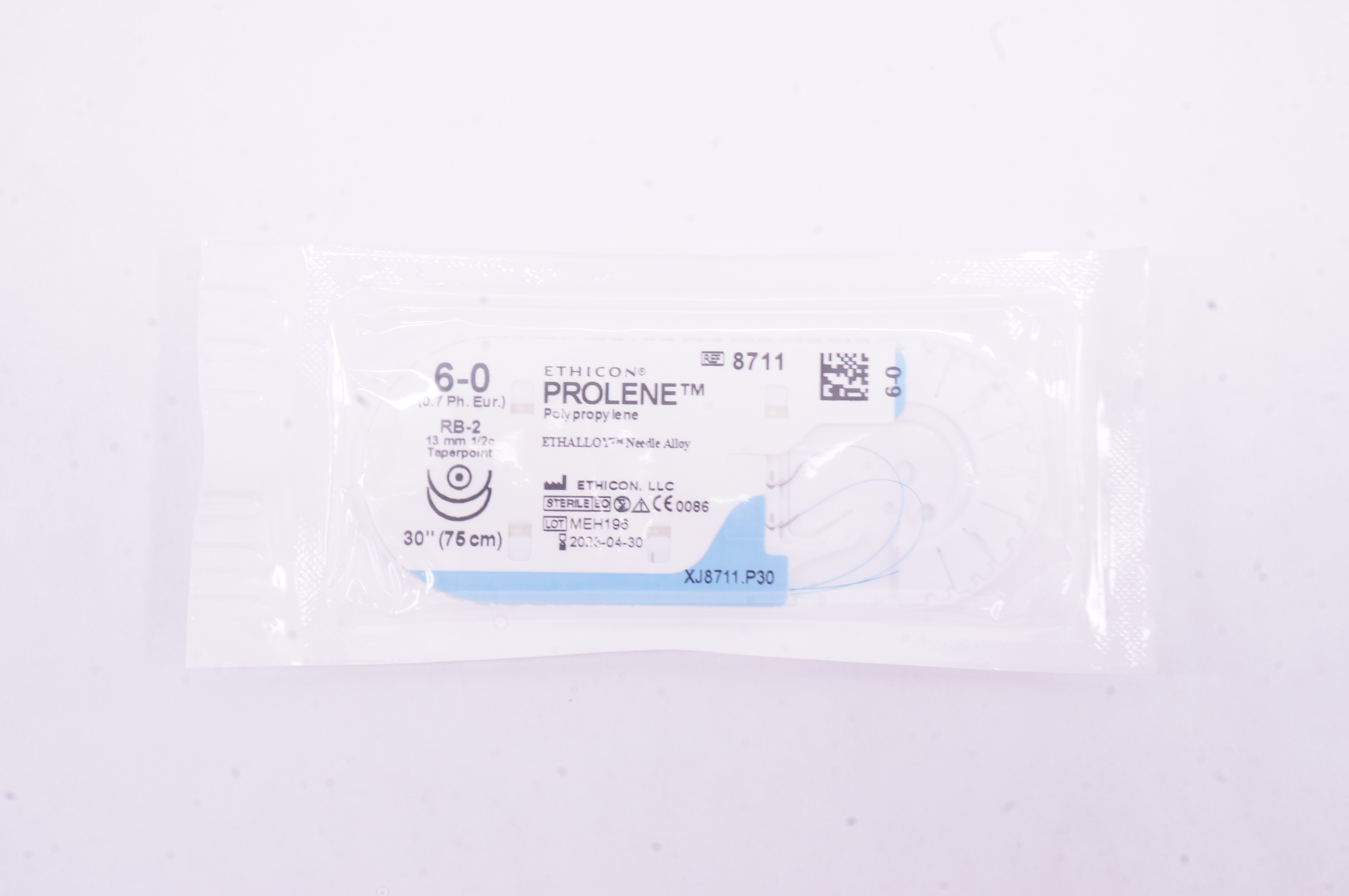 Ethicon 8711 6-0 PROLENE Stre RB-2 13mm 1/2c Taperpoint 30inch