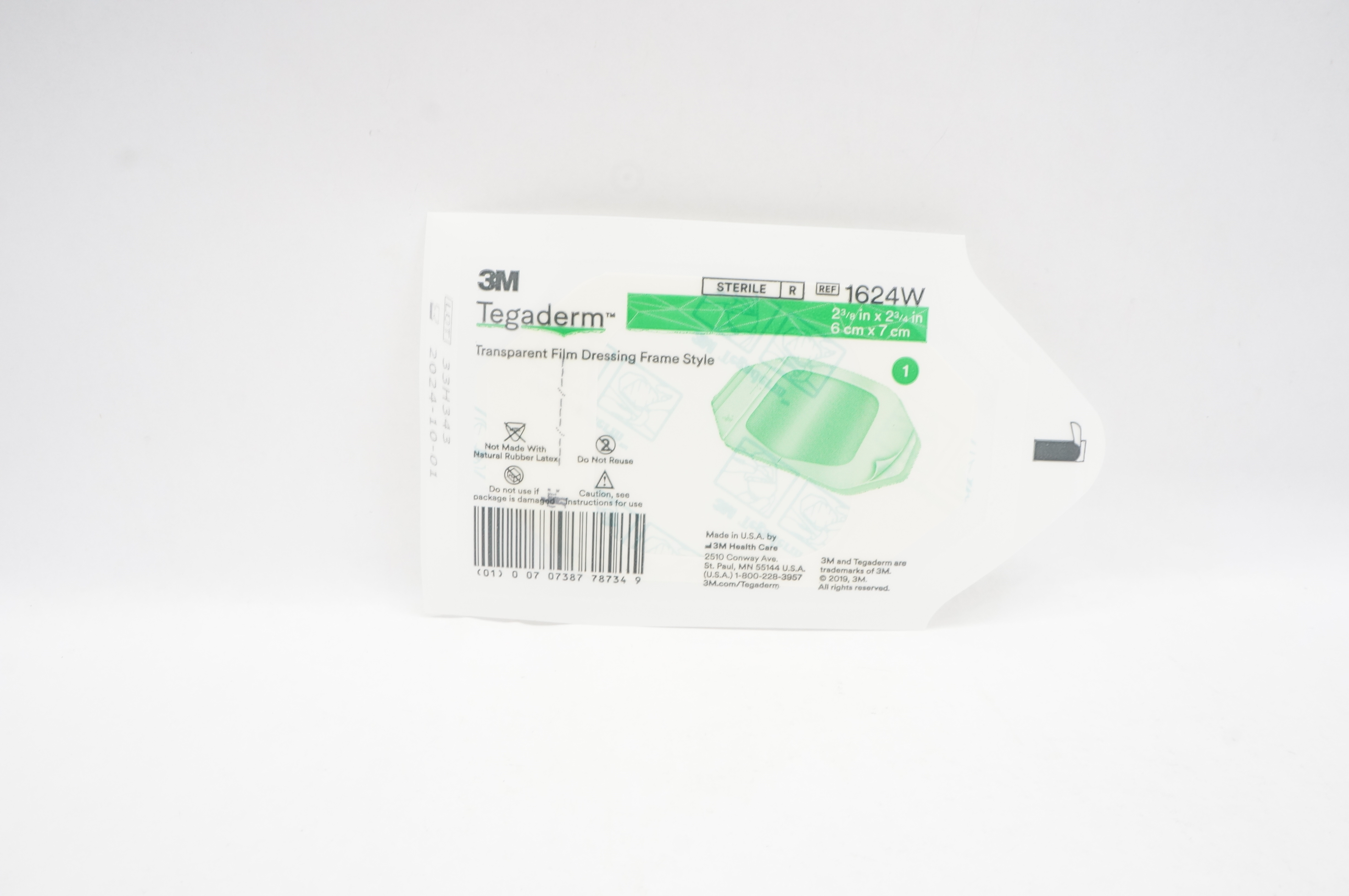 3M 1624W Tegaderm Transparent Film Dressing Frame Style 2-3/8 x 2-3/4 inch