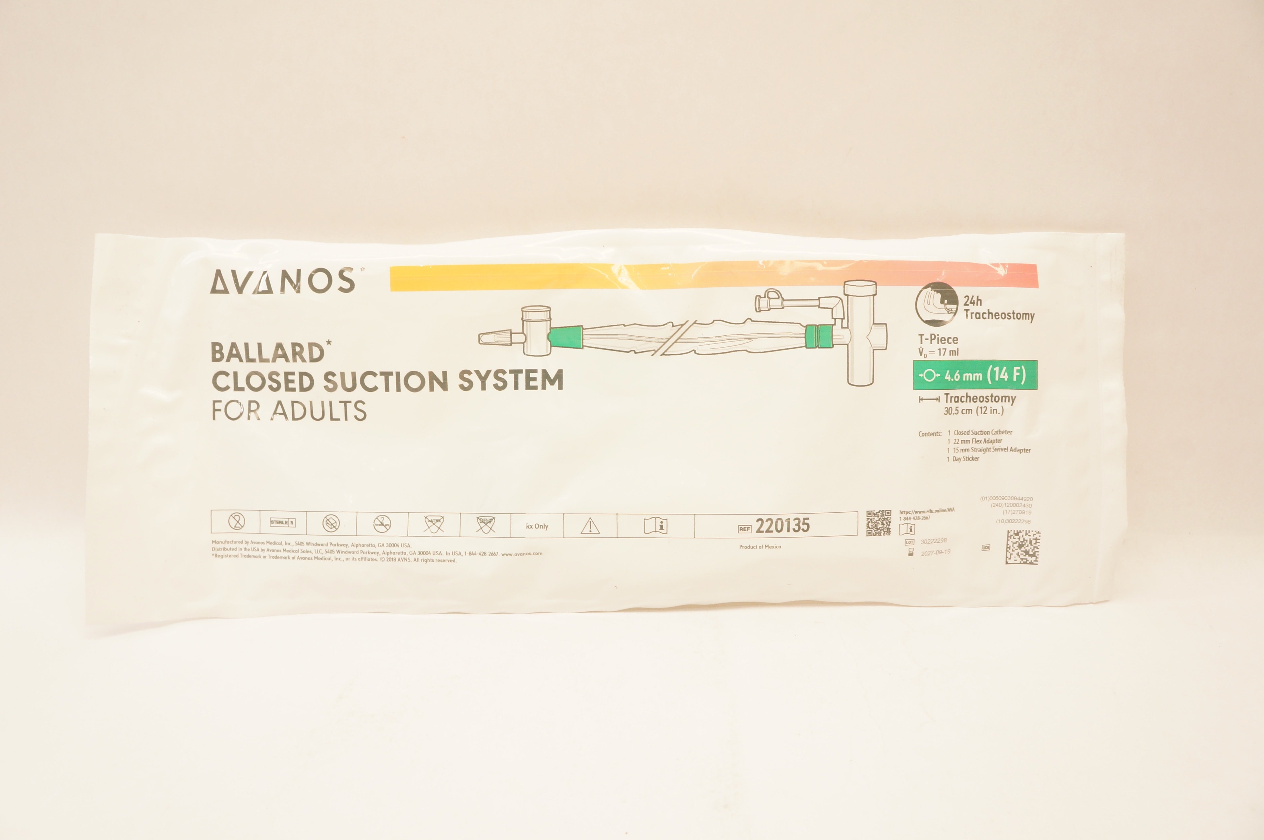 Avanos 220135 Ballard Closed Suction System Adult 14F x 12inch