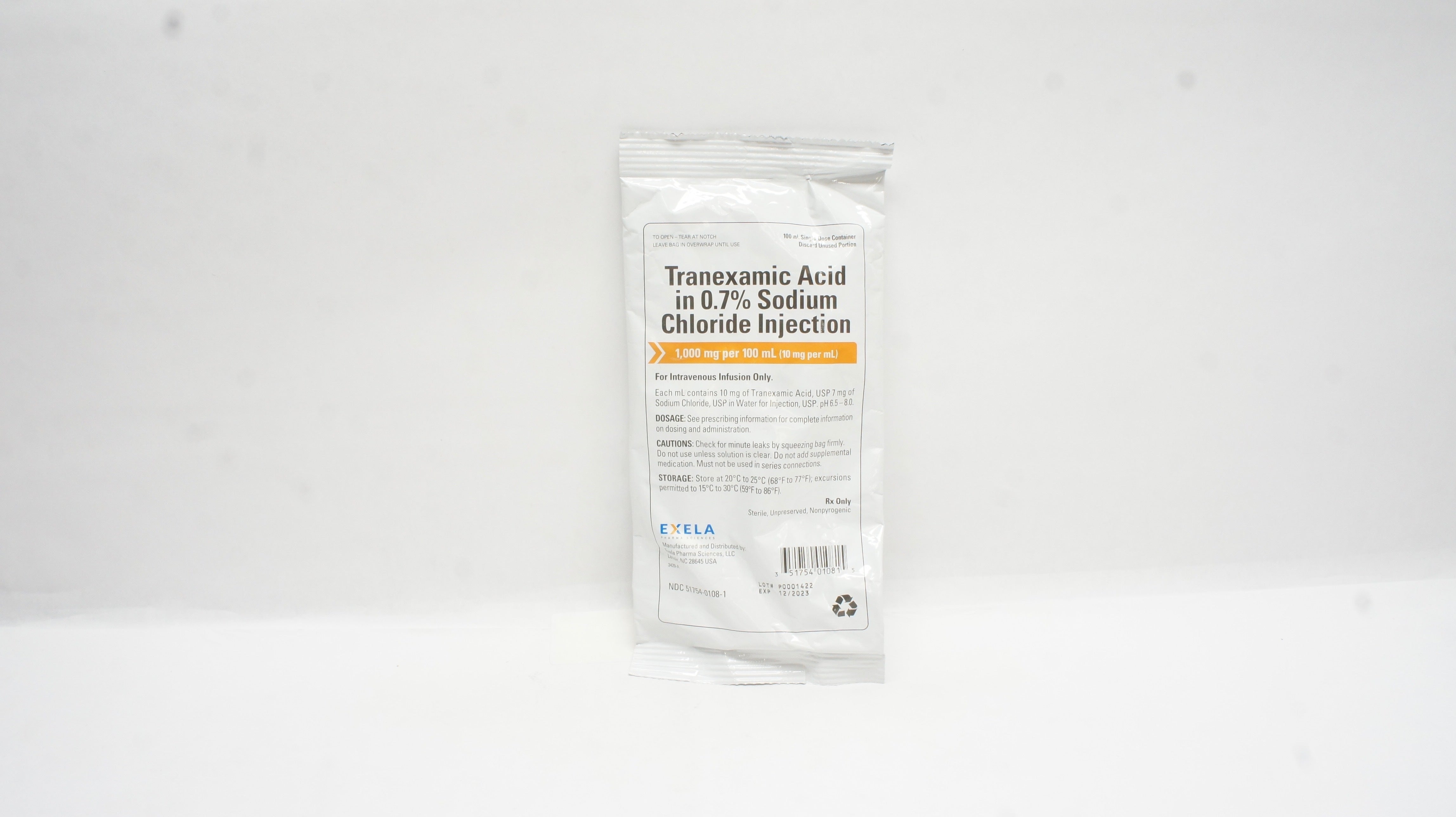 Exela Tranexamic Acid in 0.7% Sodium Chloride Injection 1000mg per 100mL