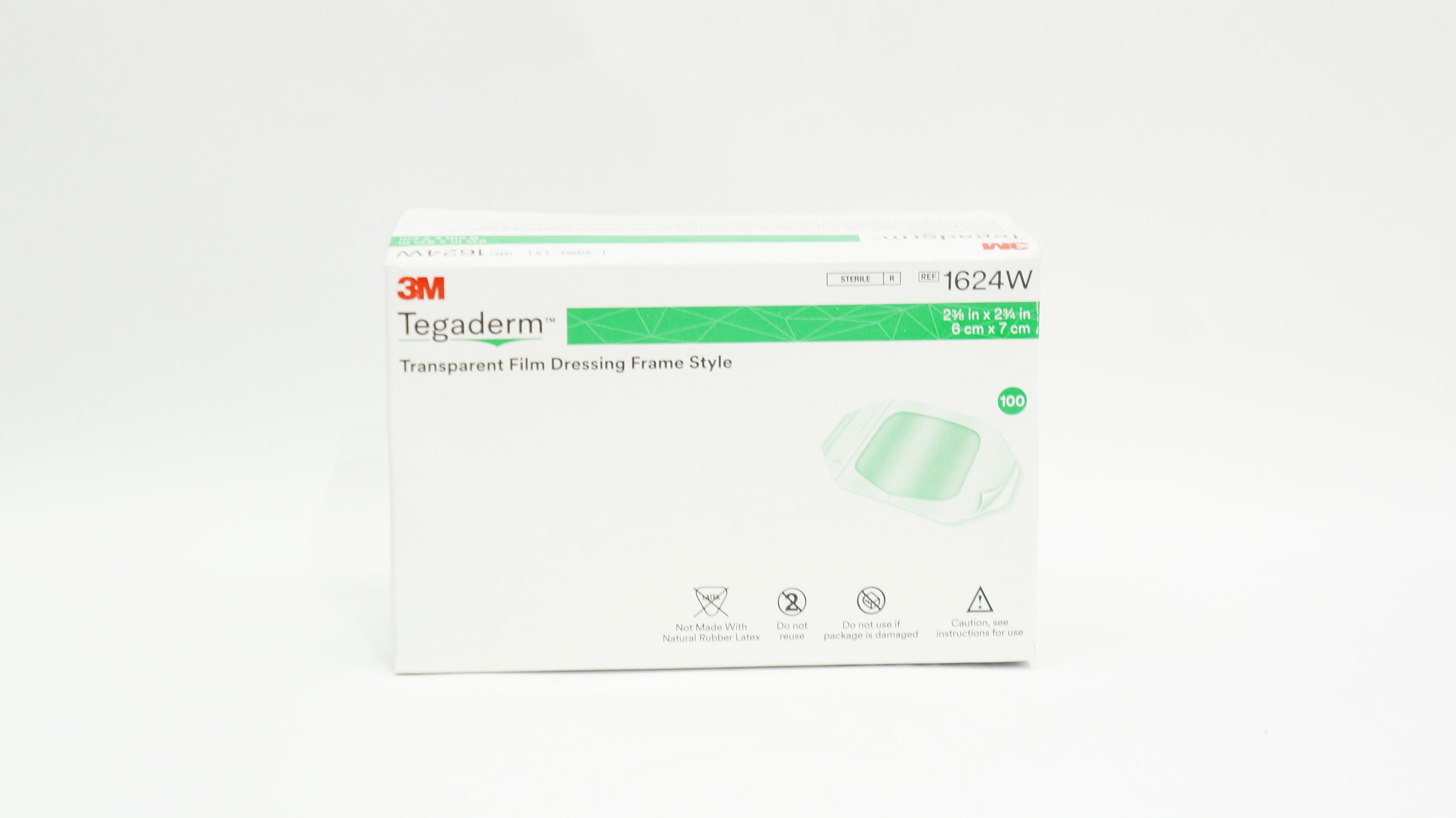 3M 1624W Tegaderm Transparent Film Dressing 2-3/8 x 2- 3/4 inch - Box of 100