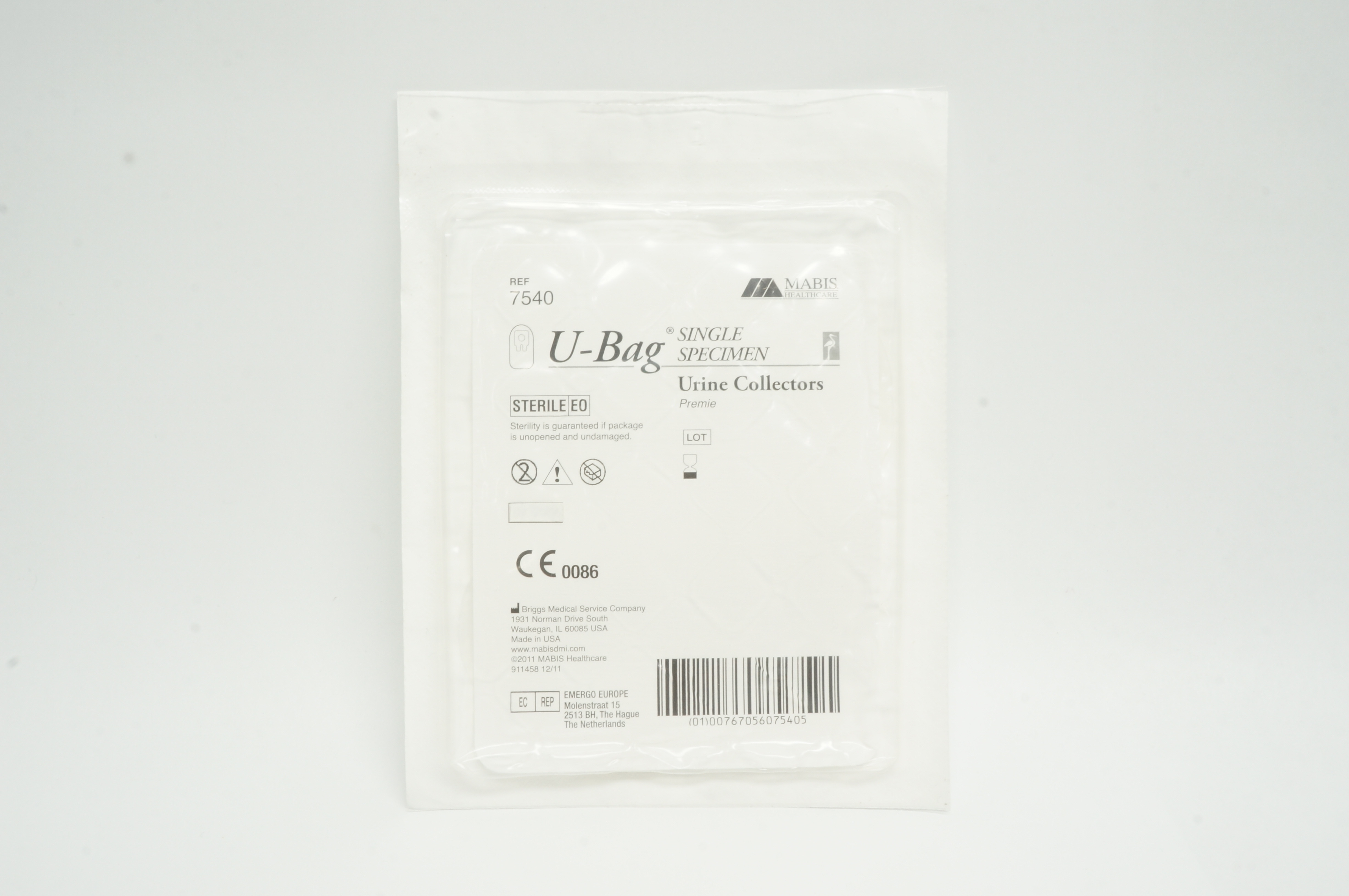 Briggs 7540 Mabis Medical U-Bag Single Specimen Urine Collectors, Premie (x)
