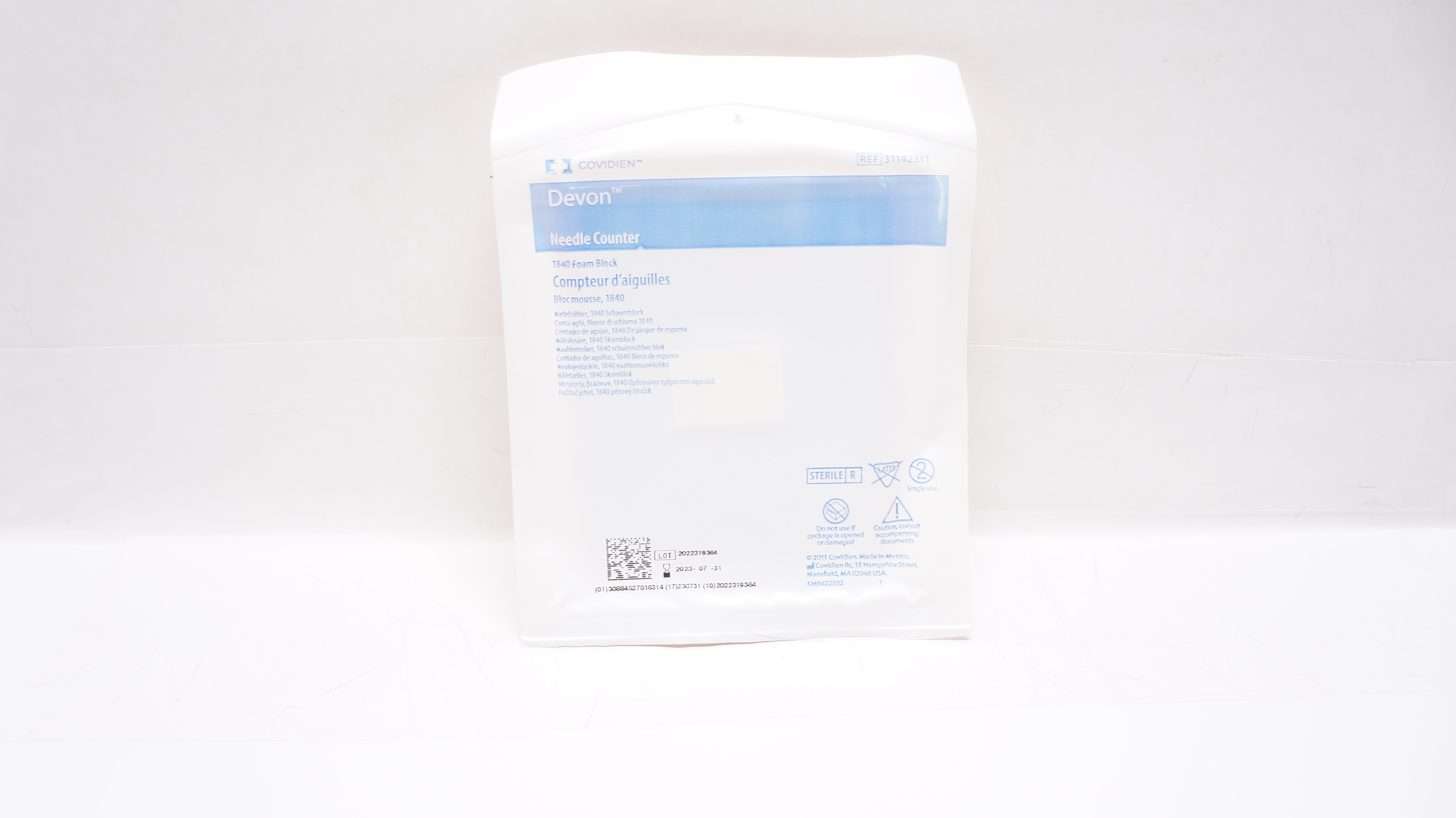 Covidien 31142311 Devon Ndle Counter 1840 Foam Block (x)