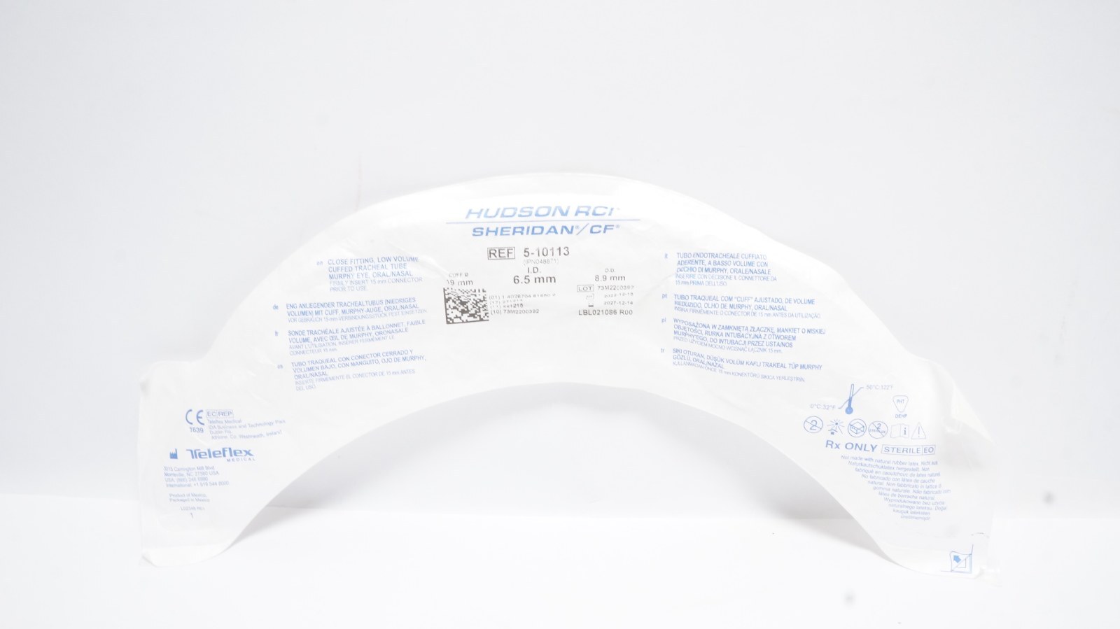 Teleflex 5-10113 HUDSON RCI SHERIDAN/CF Tracheal Tube 6.5 mm