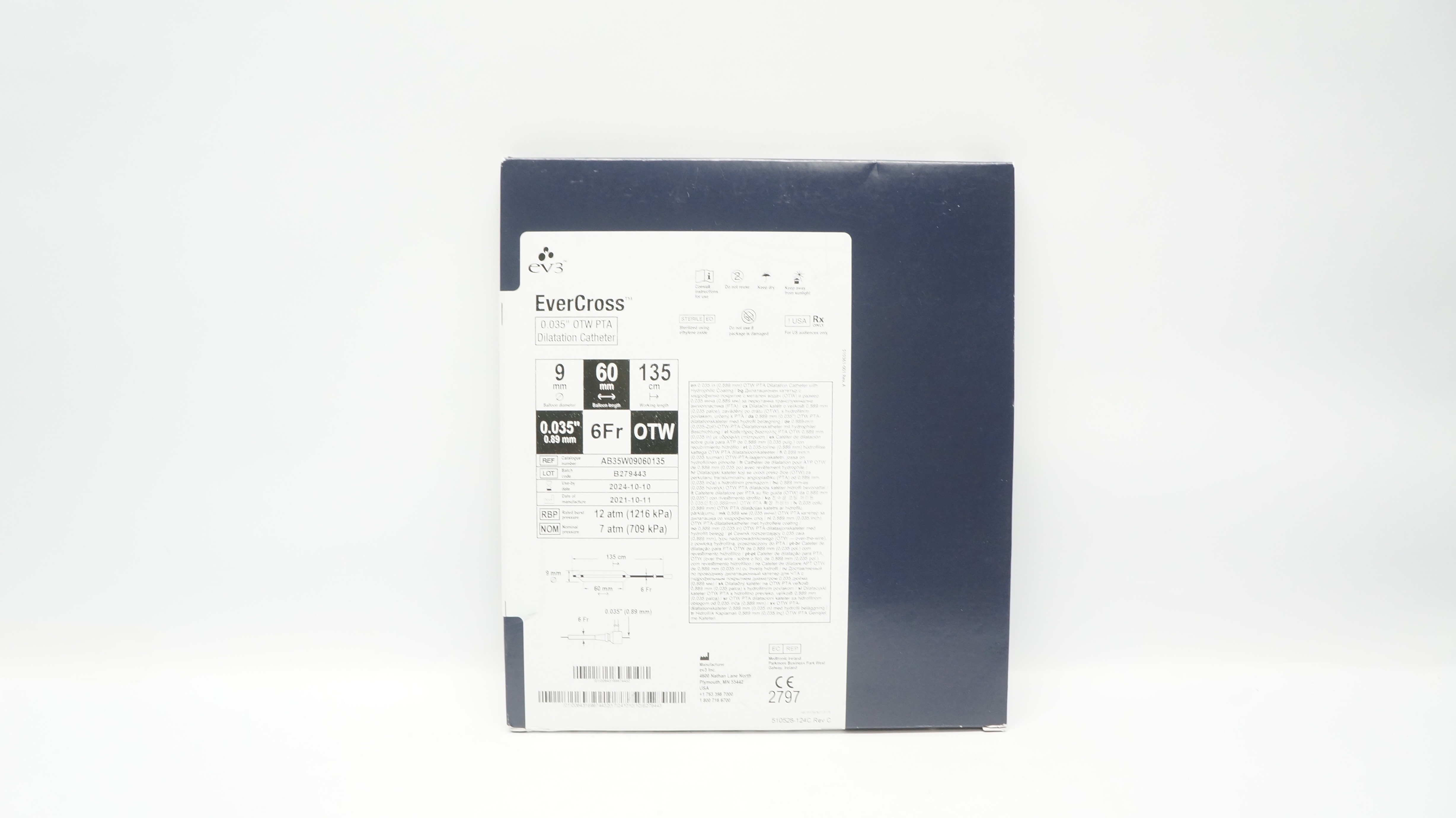 ev3 AB35W09060135 EverCross  OTW PTA Cath. 0.035inch x 60mm, 6Fr (x)