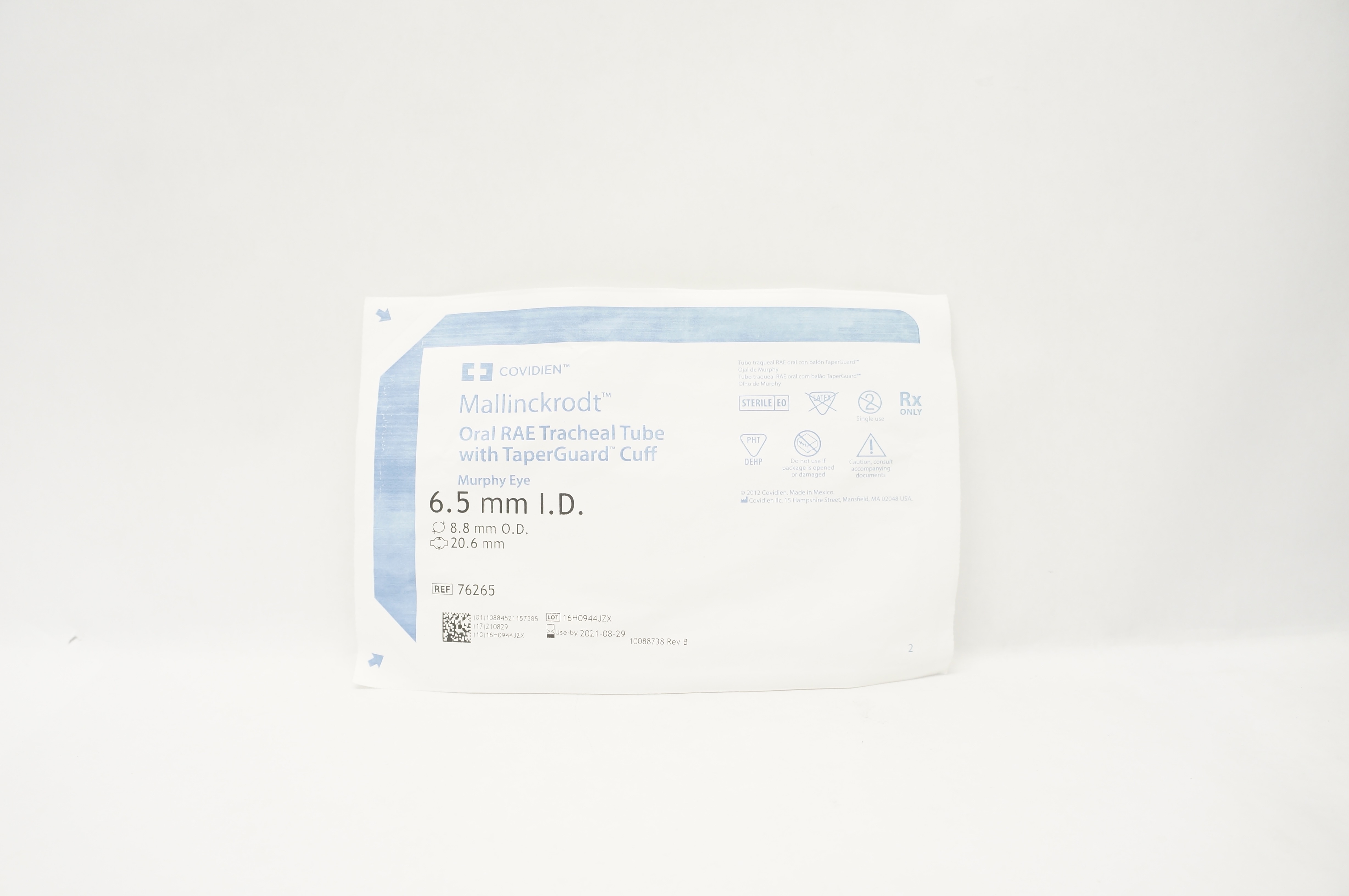 Covidien 76265 Mallinckrodt Oral RAE Tracheal Tube with Cuff  6.5 x 8.8mm (x)