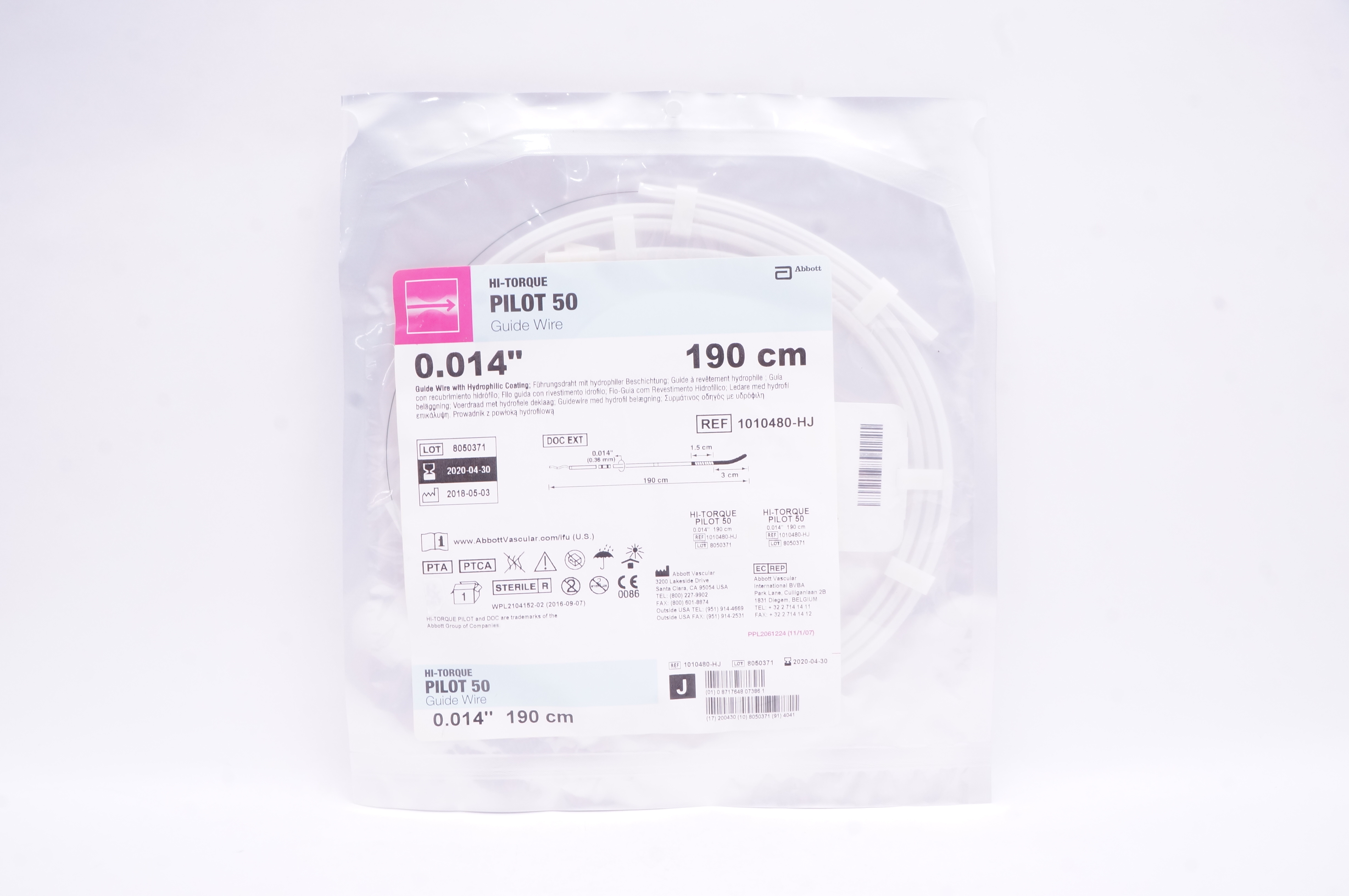 Abbott 1010480-HJ Hi-Torque PILOT 50 Guide Wire 0.014inch x 190cm (x)