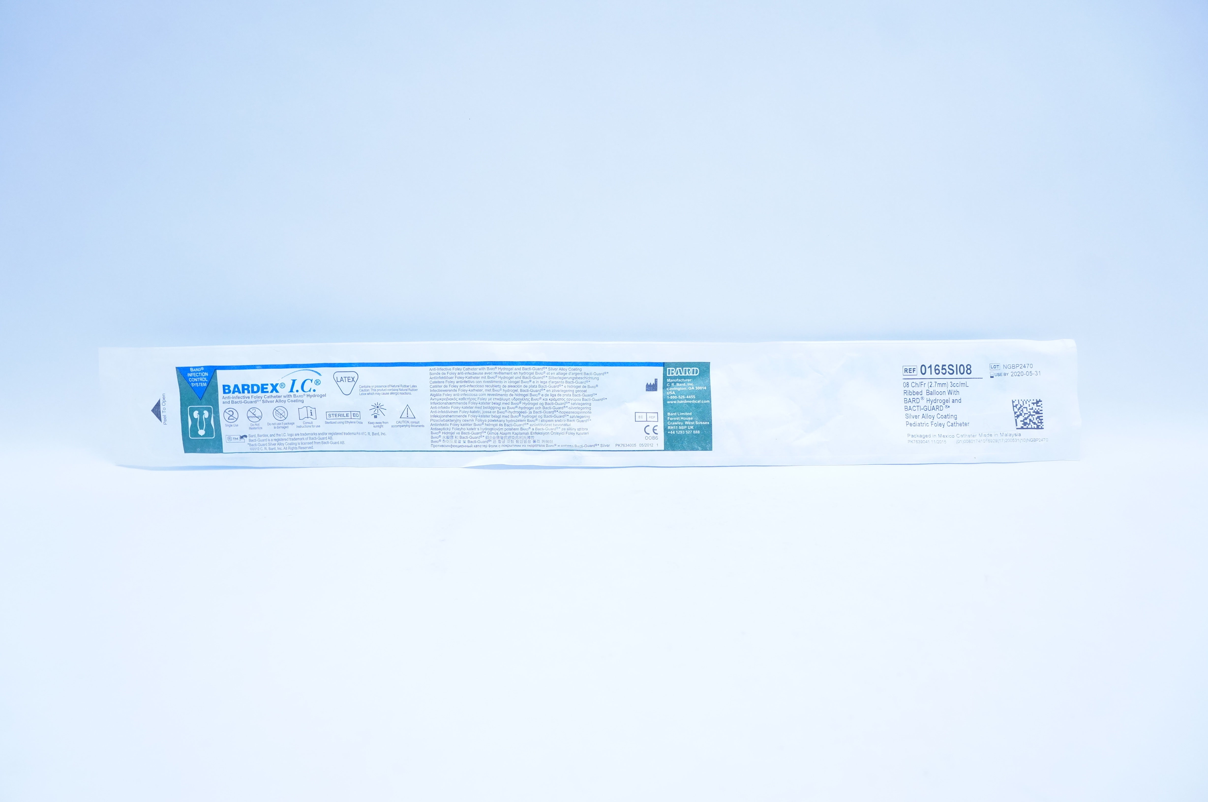 Bard 0165SI08 Bardex I.C. Anti-Intective Foley Cath. 08Fr. 3mL (x)