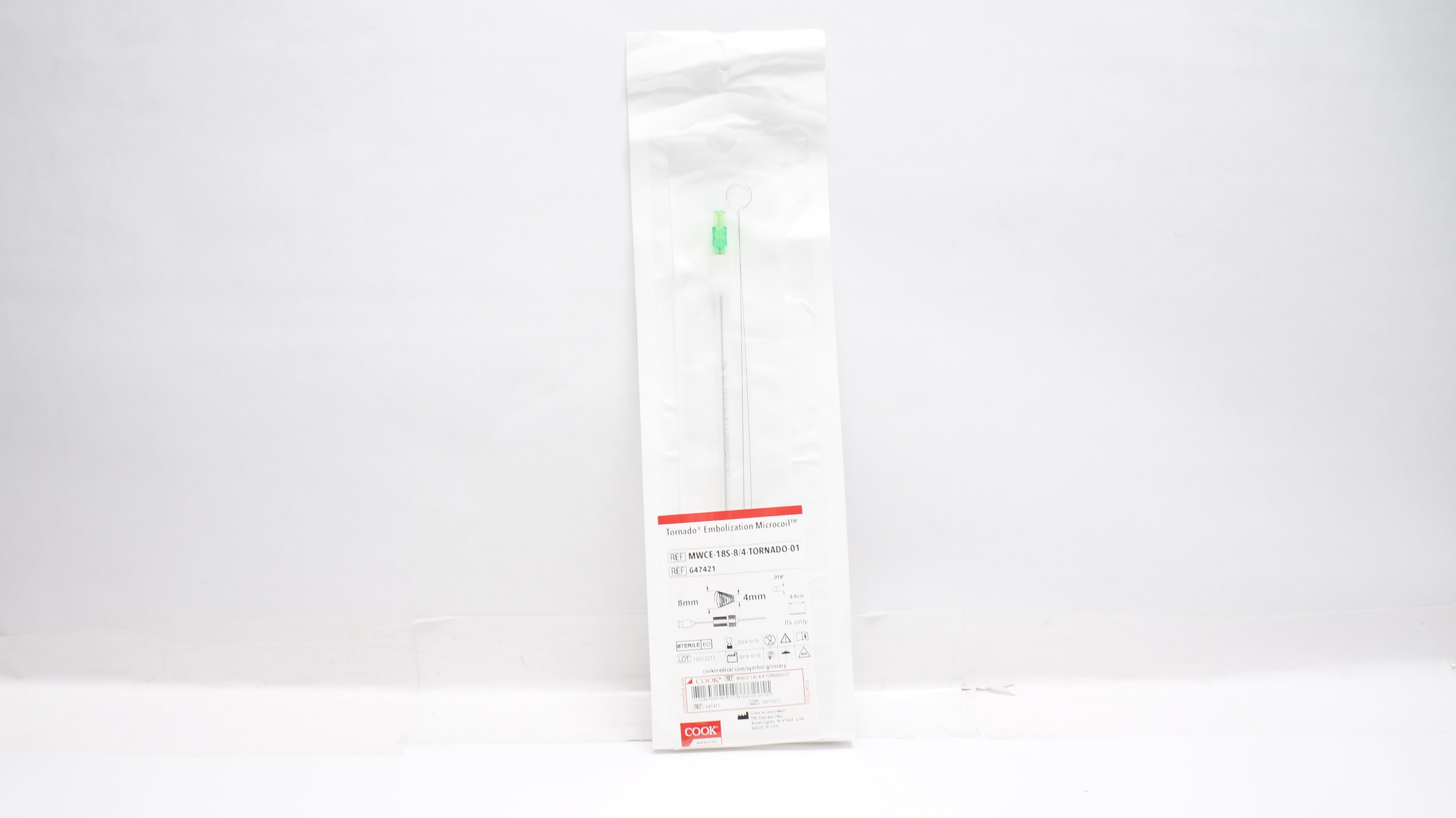 Cook Medical G47421 Tornado Embolization Microcoil .018inch x 9.5cm, 8-4mm
