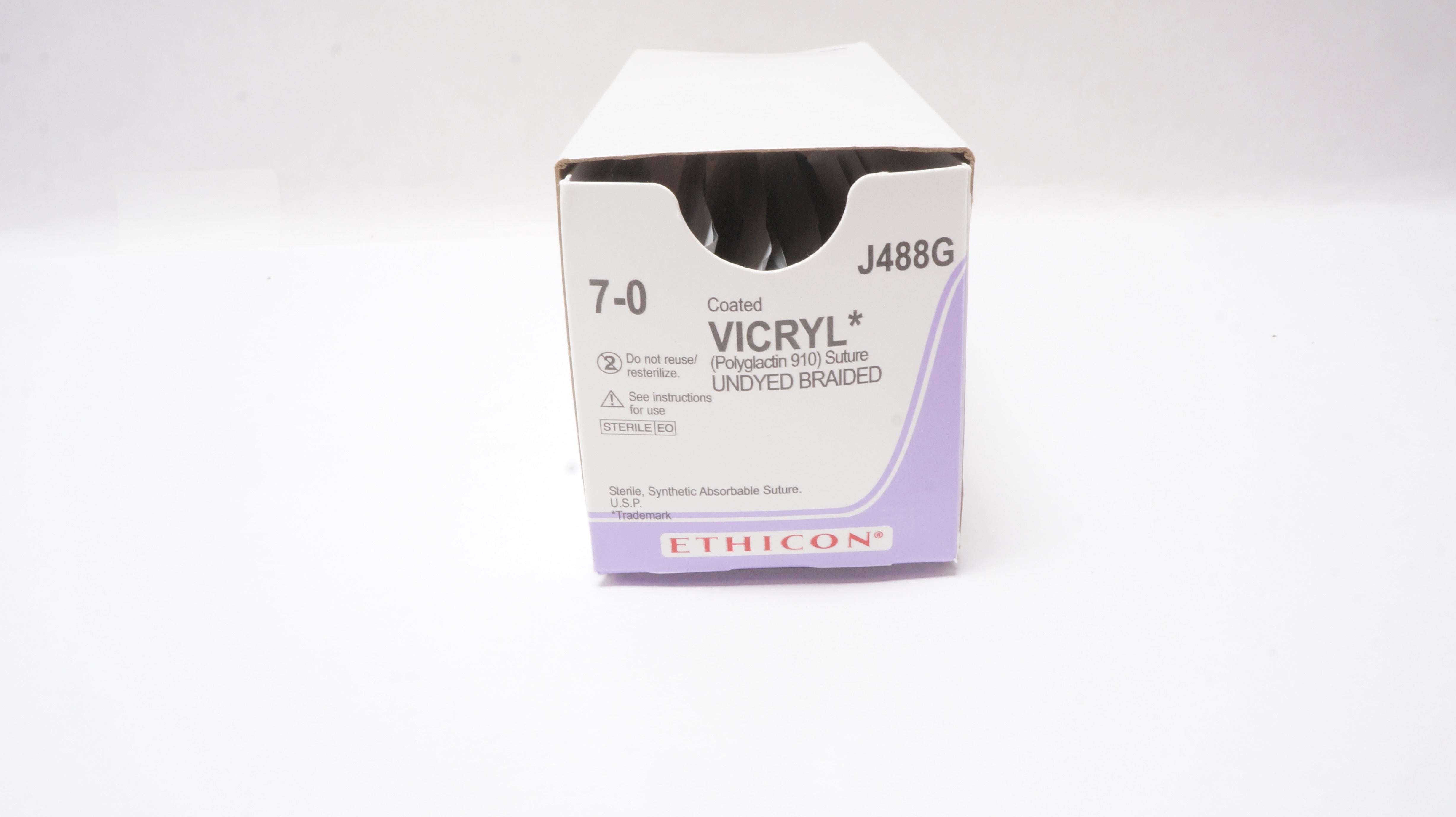 Ethicon J488G 7-0 VICRYL Stre P-1 11mm 3/8c Reverse Cutting 18inch(x) - Box of 8