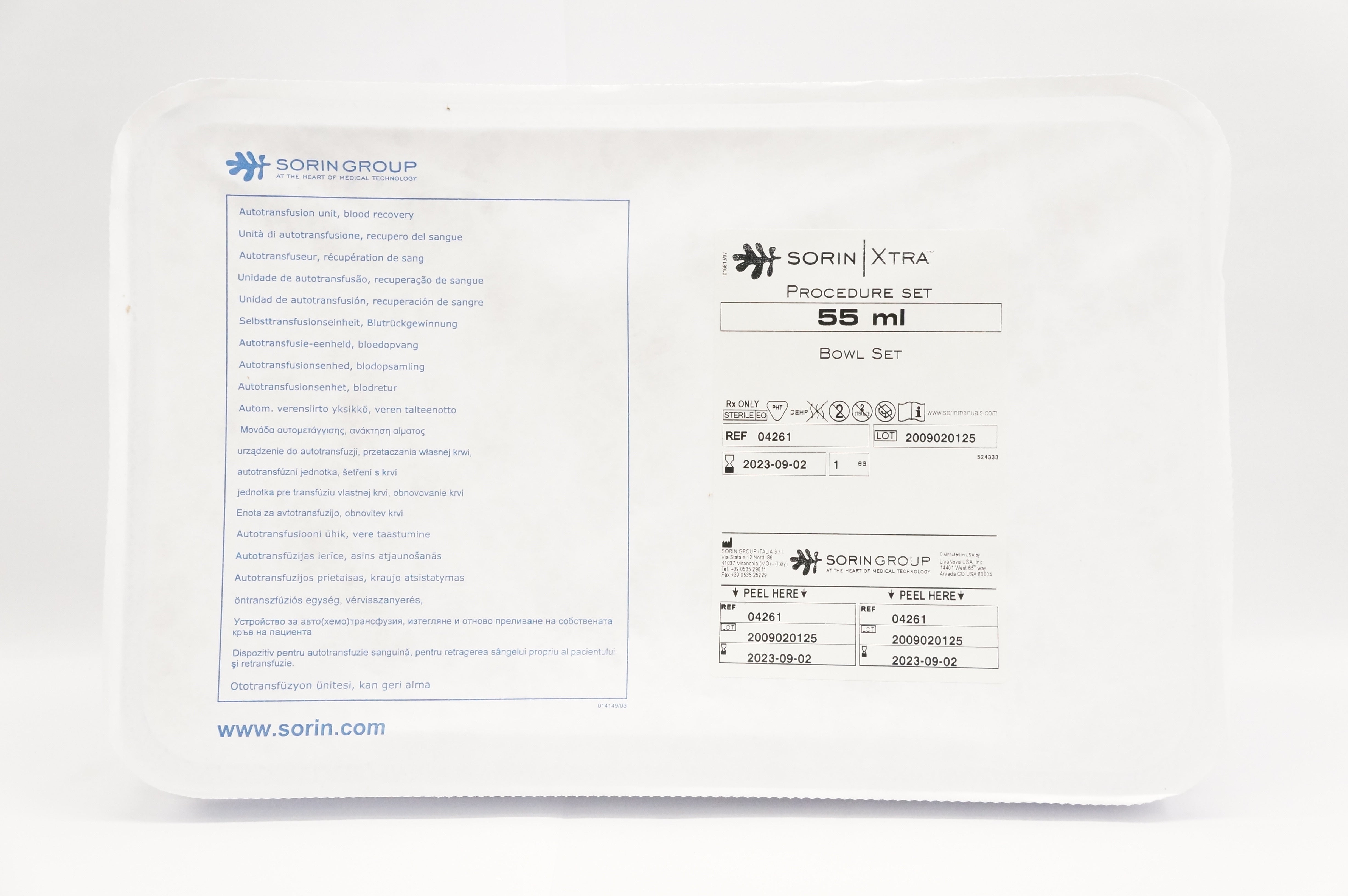 Sorin Group 04261 XTra Procedure Set 55ml Procedure Set