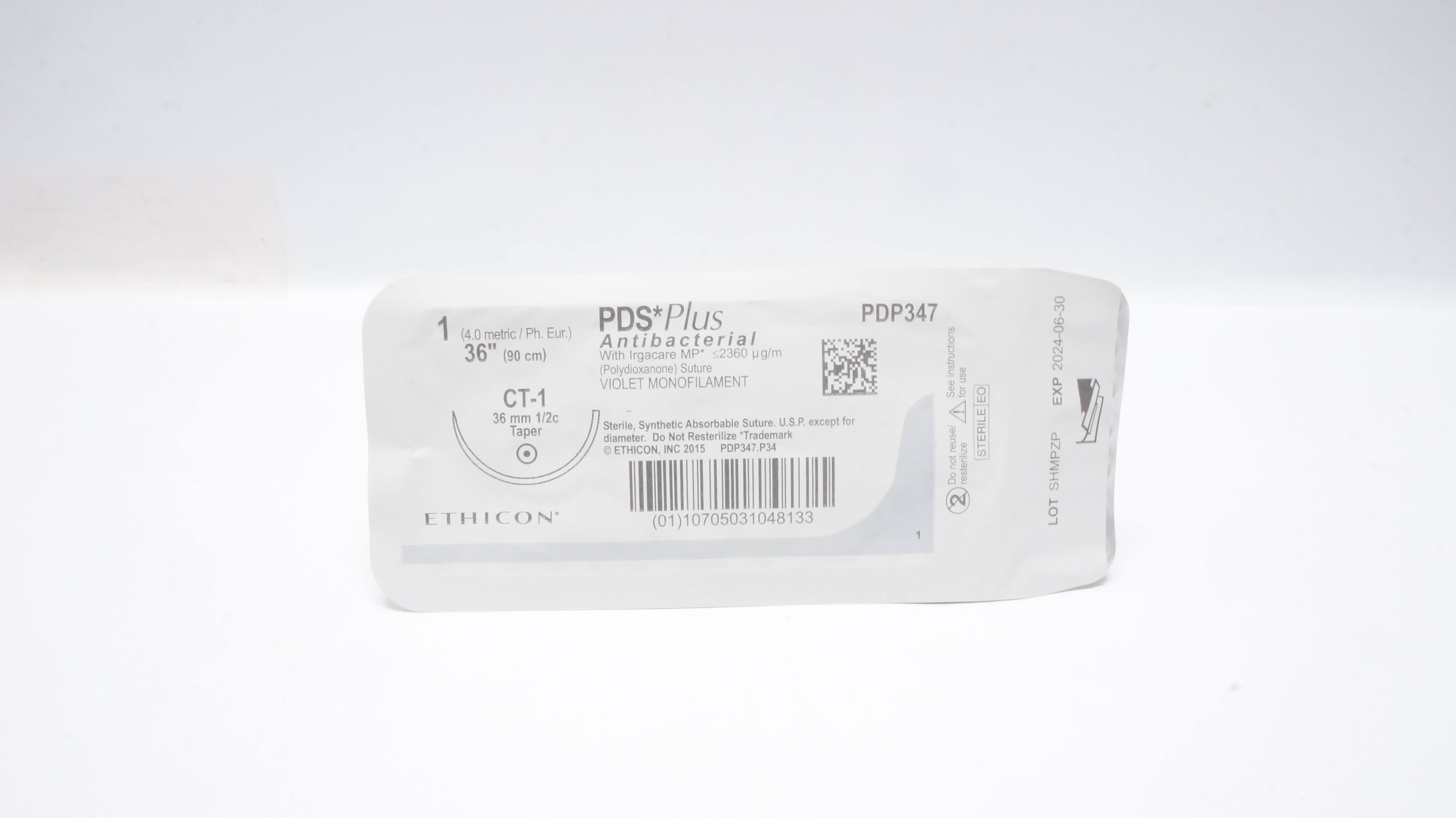 Ethicon PDP347 1 PDS Violet Monofilament Stre CT-1 36mm 1/2c Taper 36inch(x)
