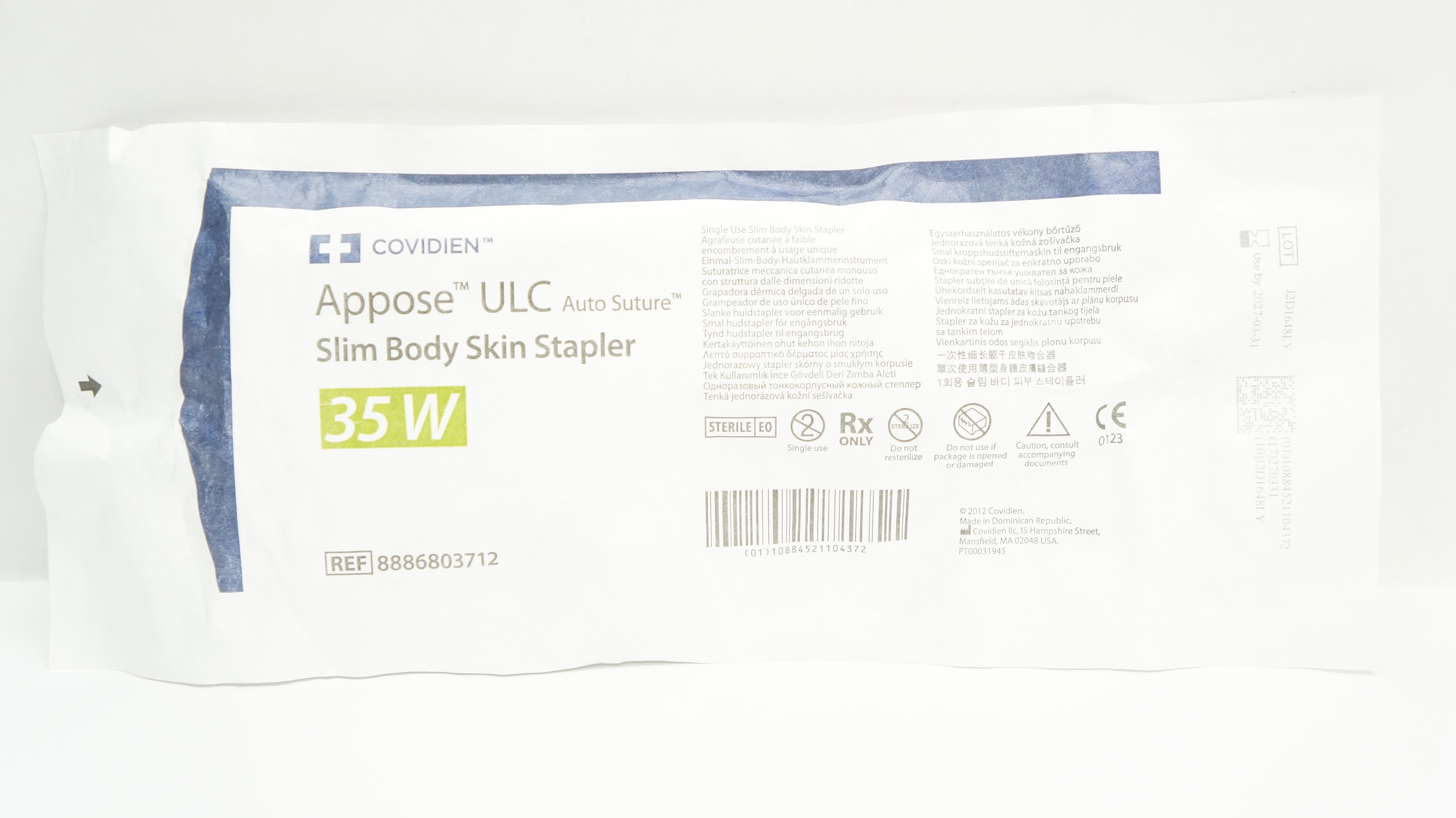Covidien 8886803712 Appose ULC Auto Suture Slim Body Skin Stapler 35W