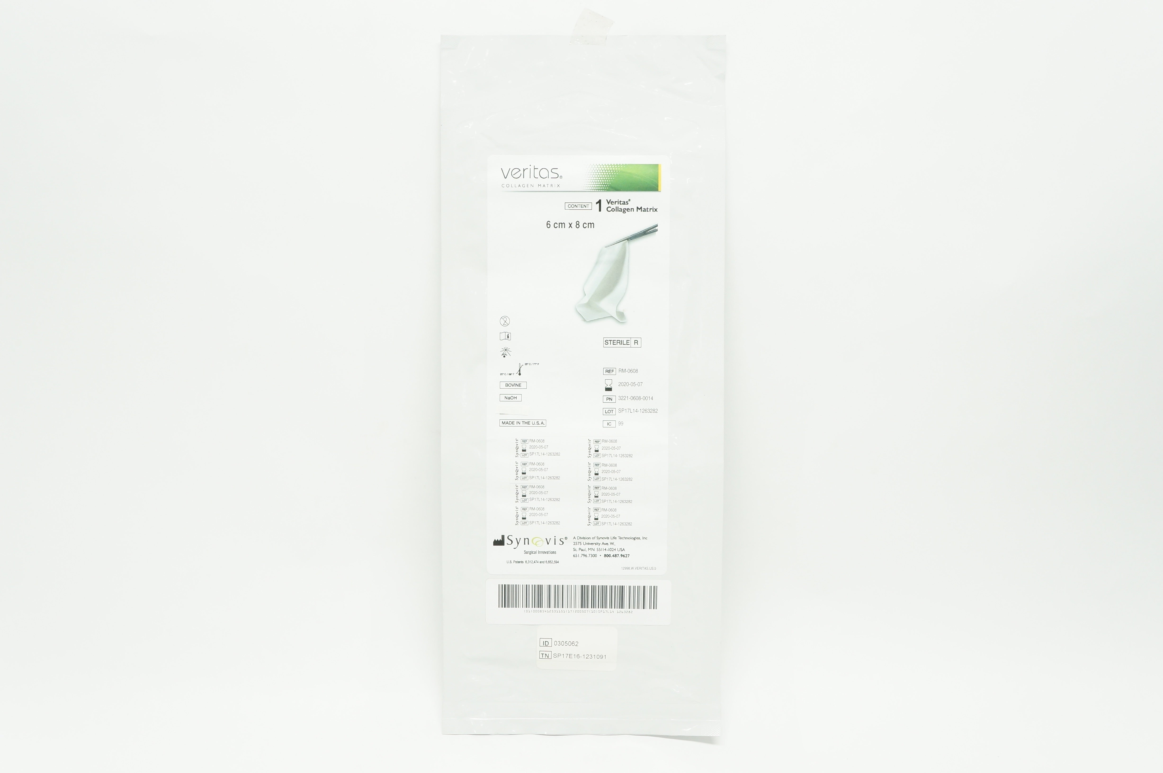 Synovis RM-0608 Veritas Collagen Matrix 6 cm x 8 cm (x)
