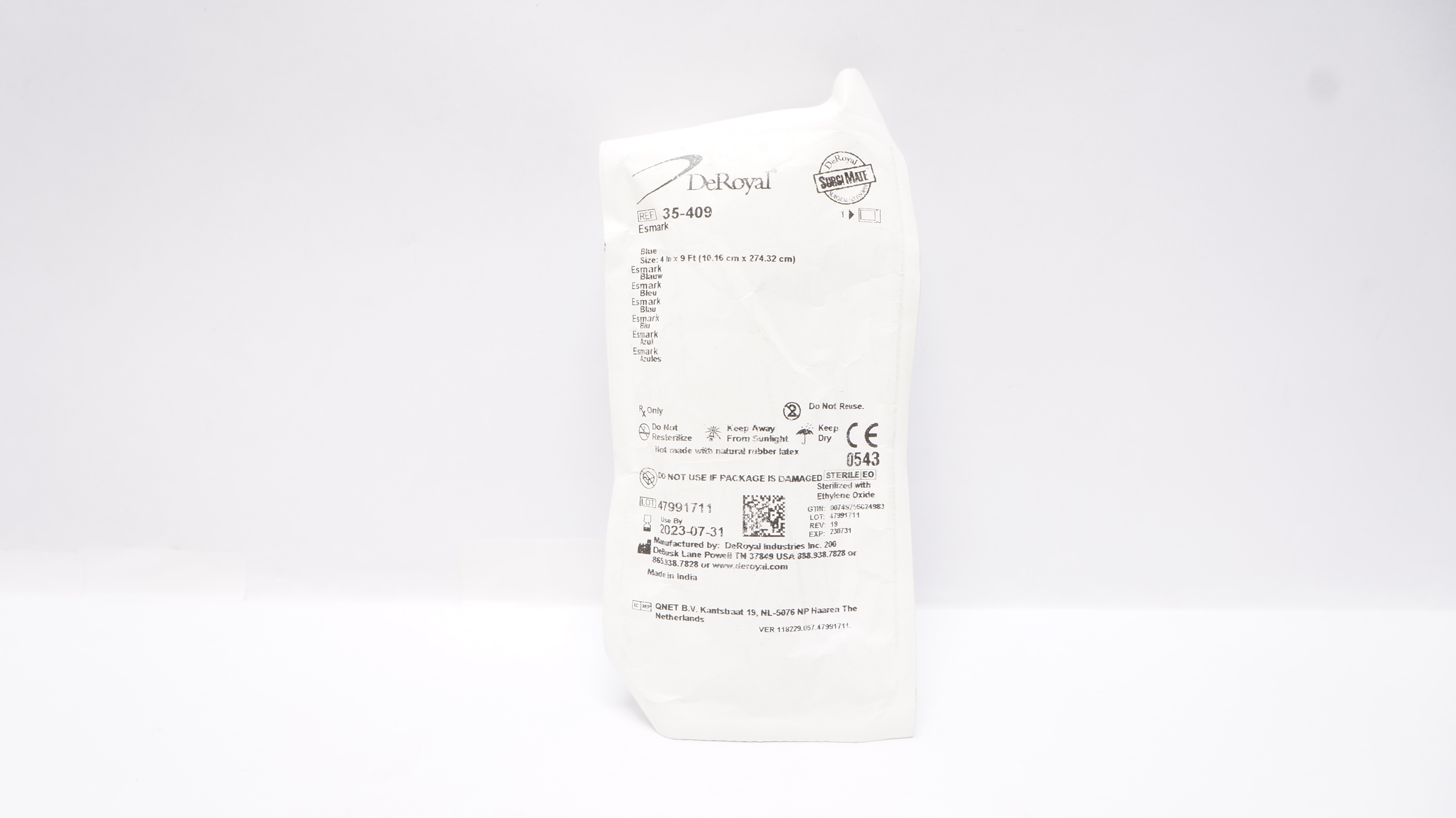 DeRoyal 35-409 Esmark Blue Bandage 4inch x 9 Ft (x)