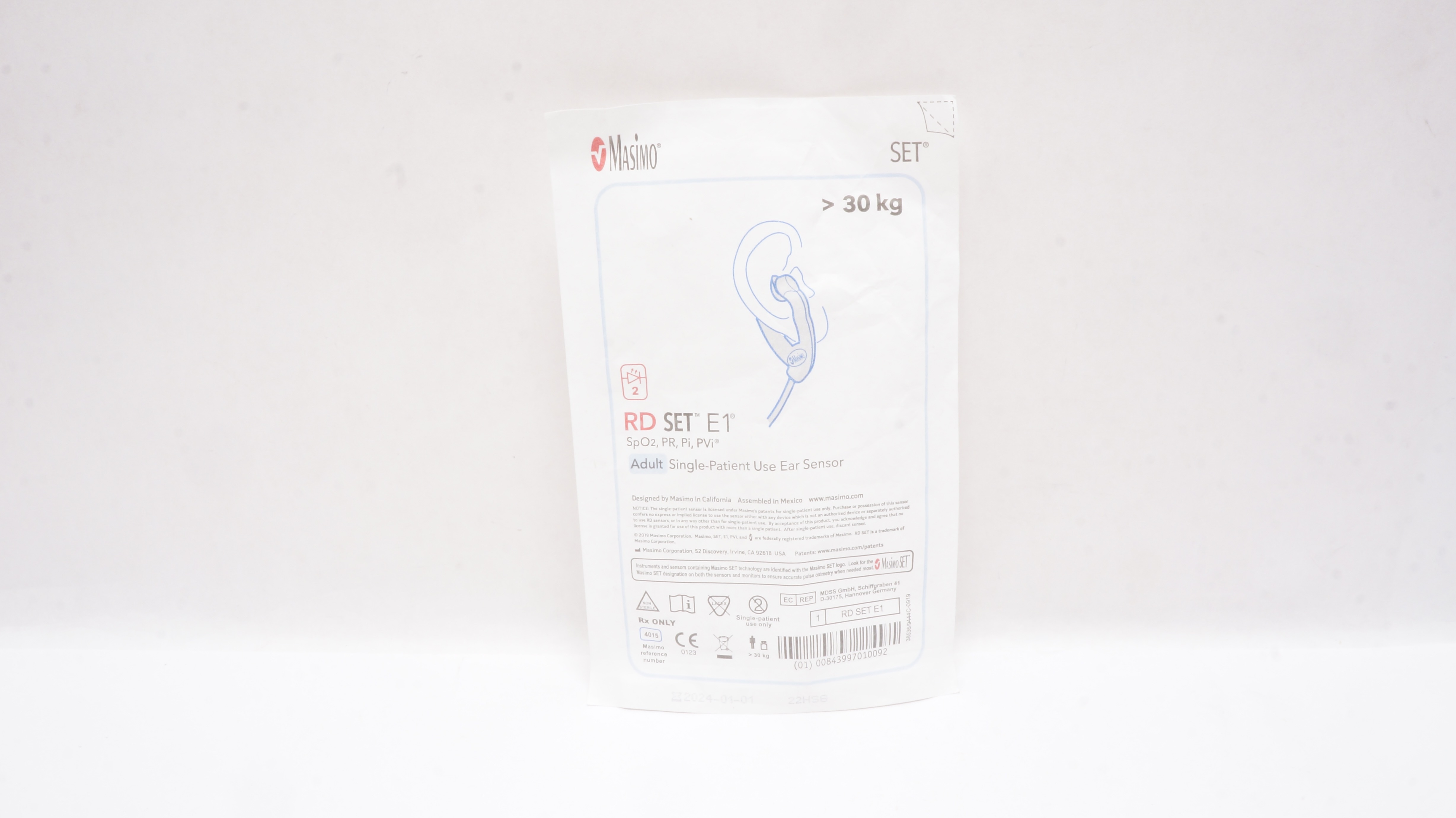 MasimoSet 4015 RD Set E1 Sp02, PR, Pi, PVi° Adult, >30kg