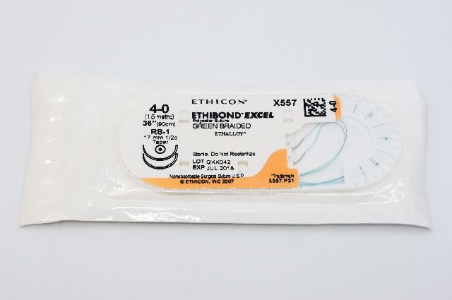 Ethicon X557 4-0 ETHIBOND EXCEL, RB-1, 17mm 1/2c Taper, 36inch (x)