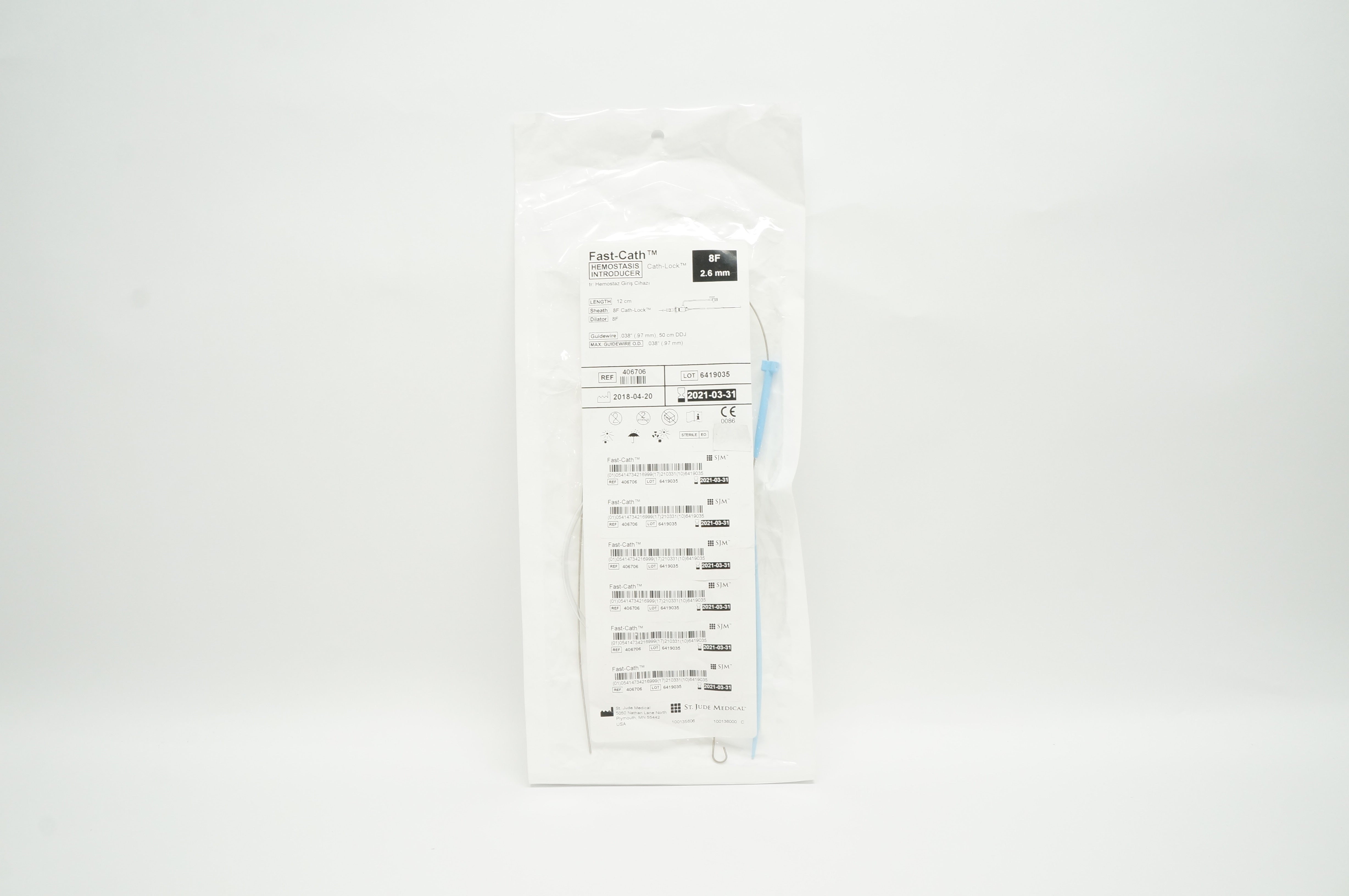 St. Jude Medical 406706 Fast-Cath Hemostasis Introducer Cath-Lock 8F x 2.6mm (x)