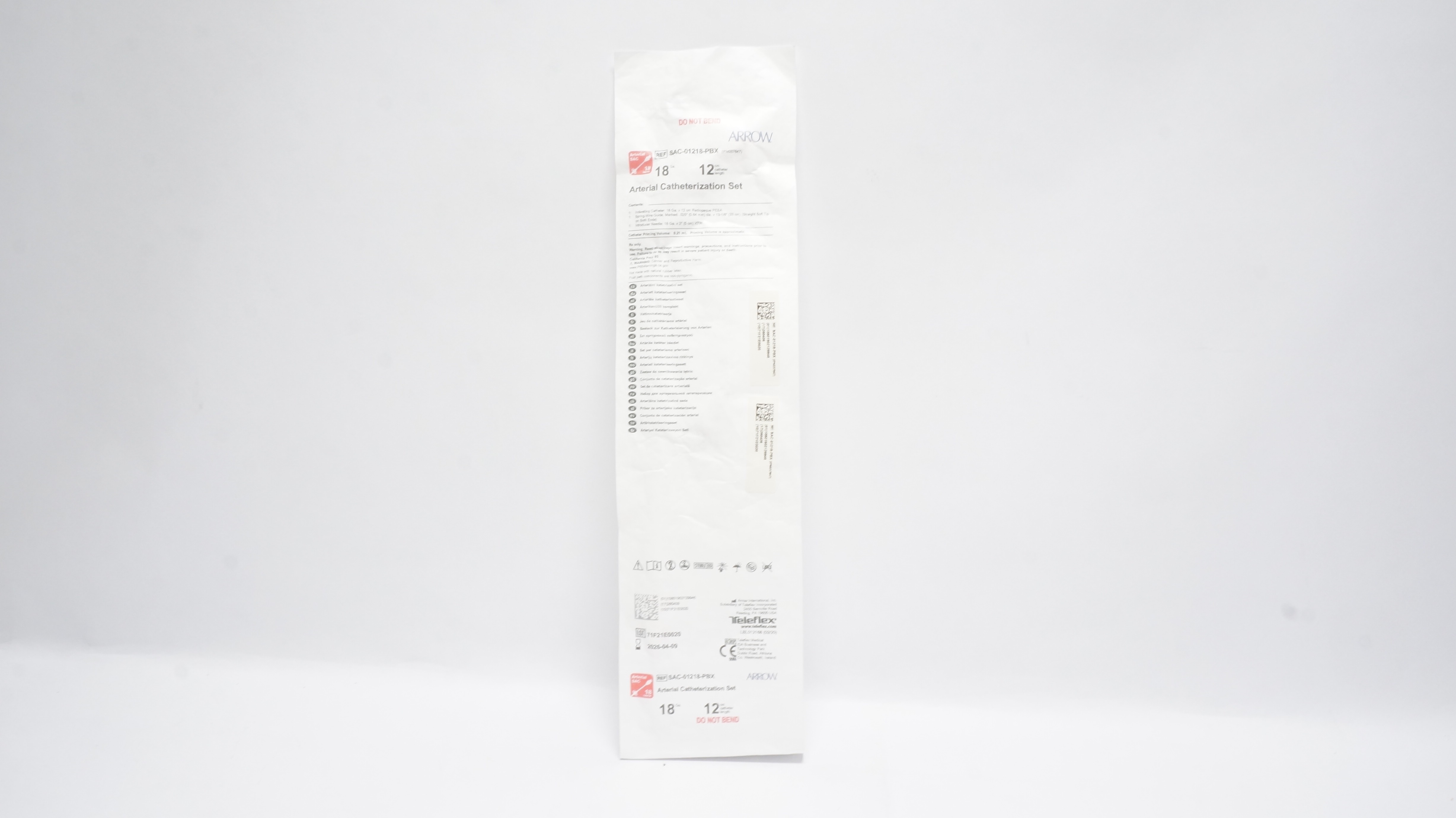 Teleflex SAC-01218-PBX Arrow Artherial Catheterization Set 18Ga x 12cm