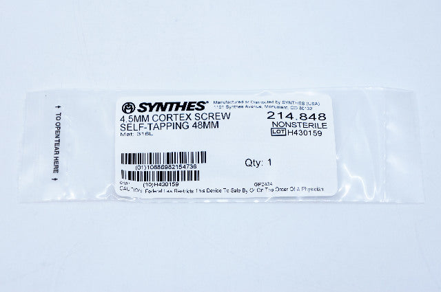 Synthes 214.848 4.5mm Cortex Screw Self-Tapping 48mm