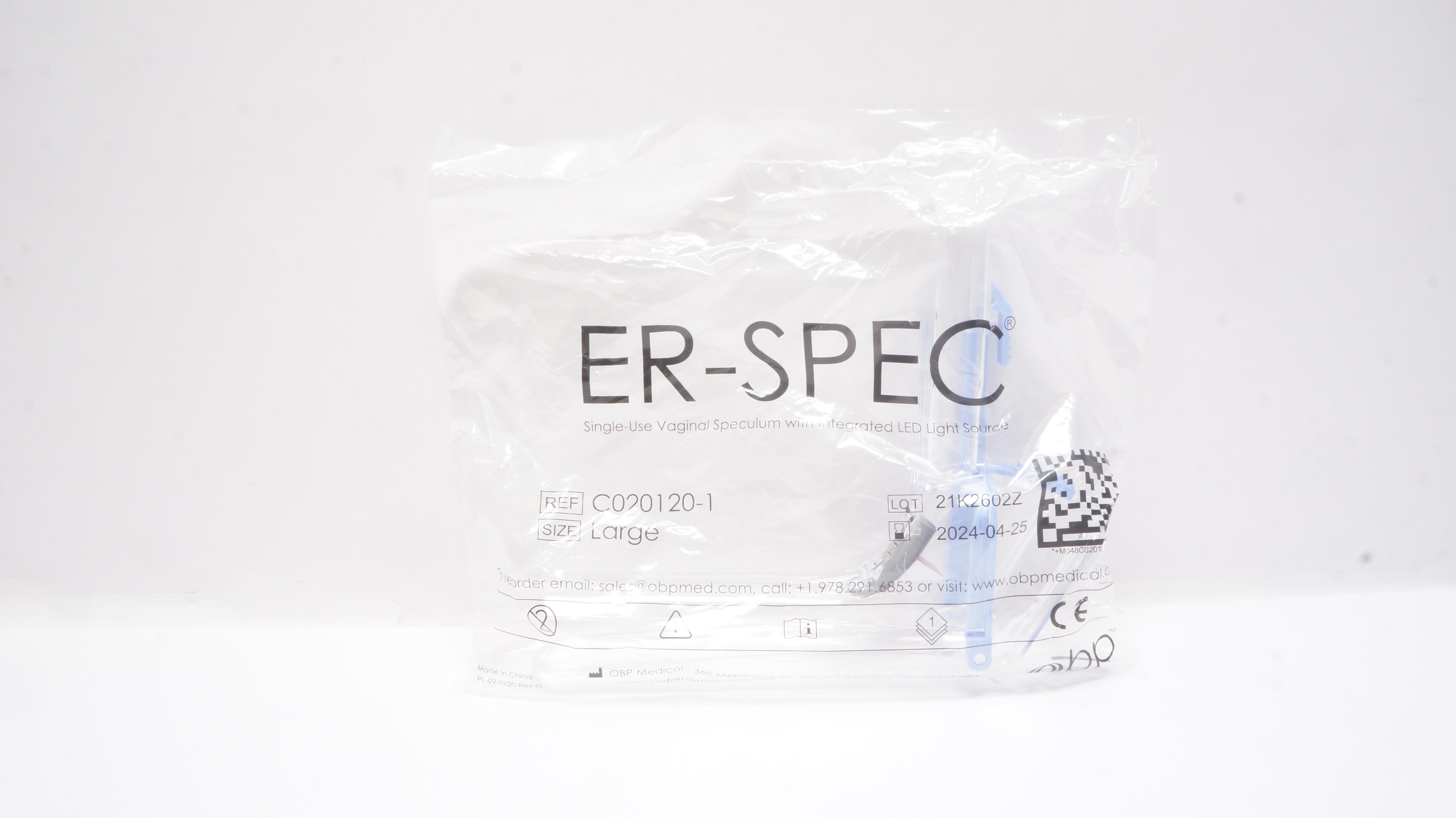OBP Medical C020120-1 Er-Spec Vaginal Speculum w/Integrated LED Light Source L