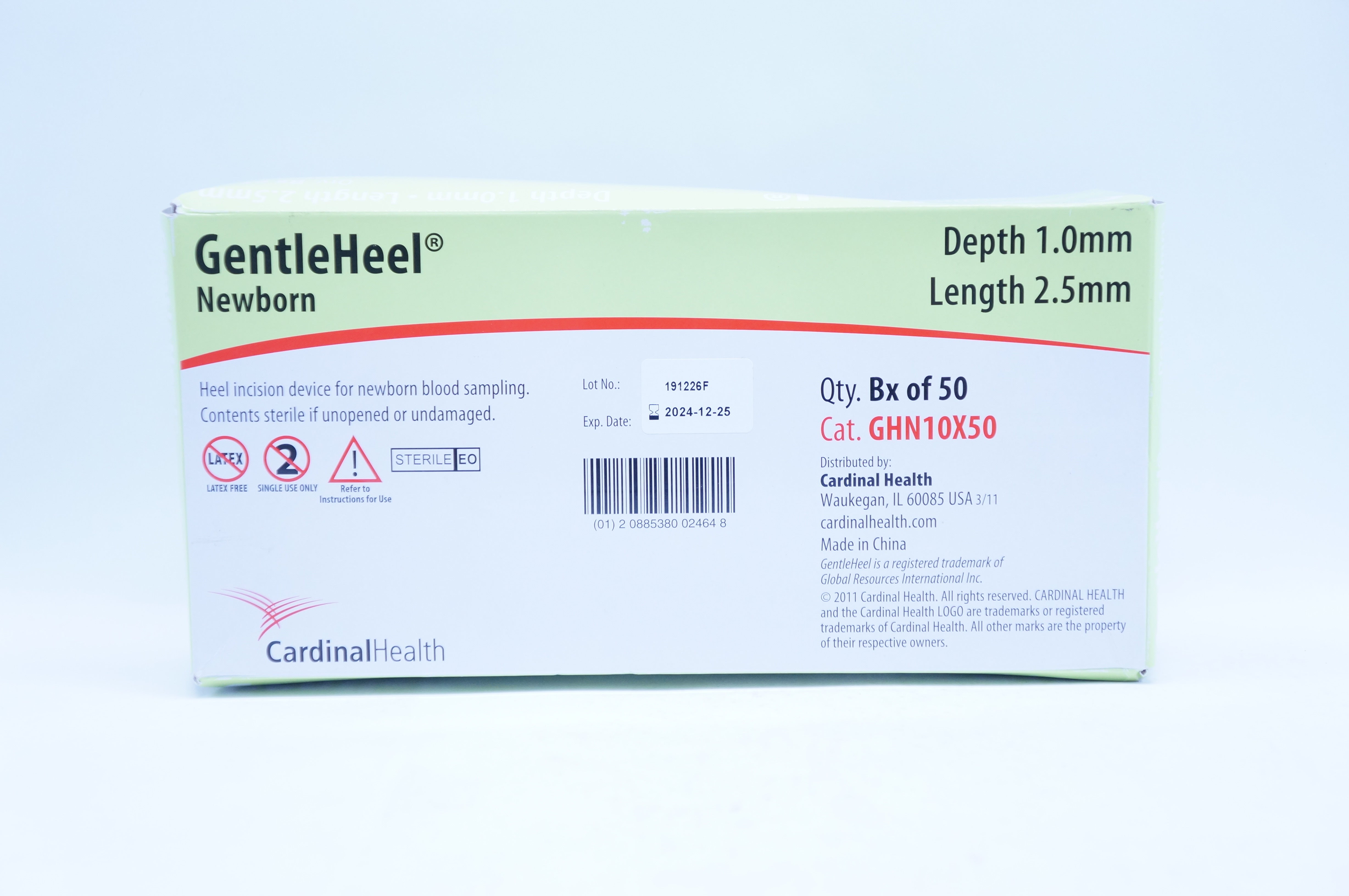 Cardinal Health GHN10X50 Heel Incision Device for Newborn 1.0mm x 2.5mm ~ Box of 50