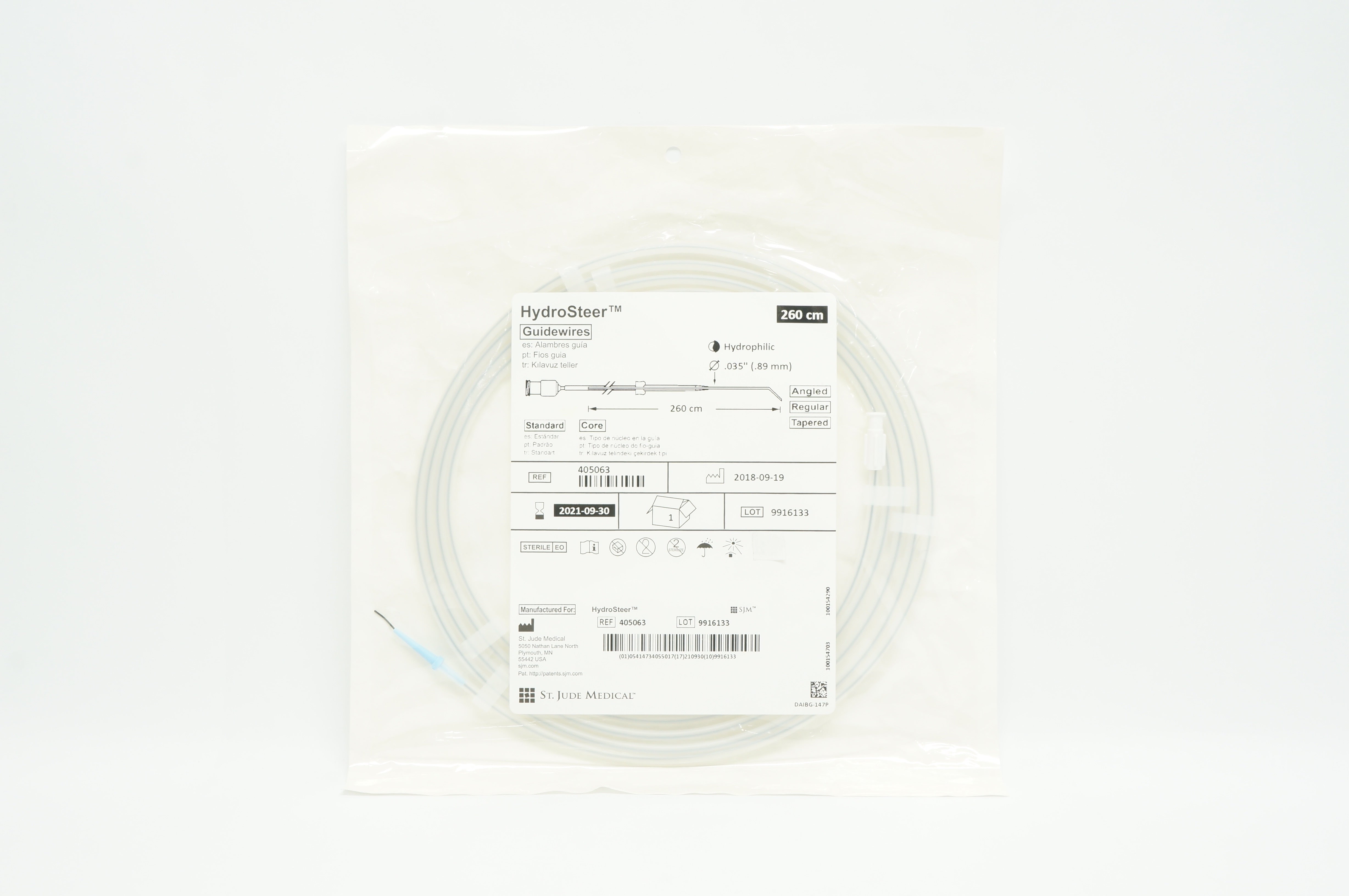 St. Jude Medical 405063 HydroSteer Guidewires 0.035inch x 260cm