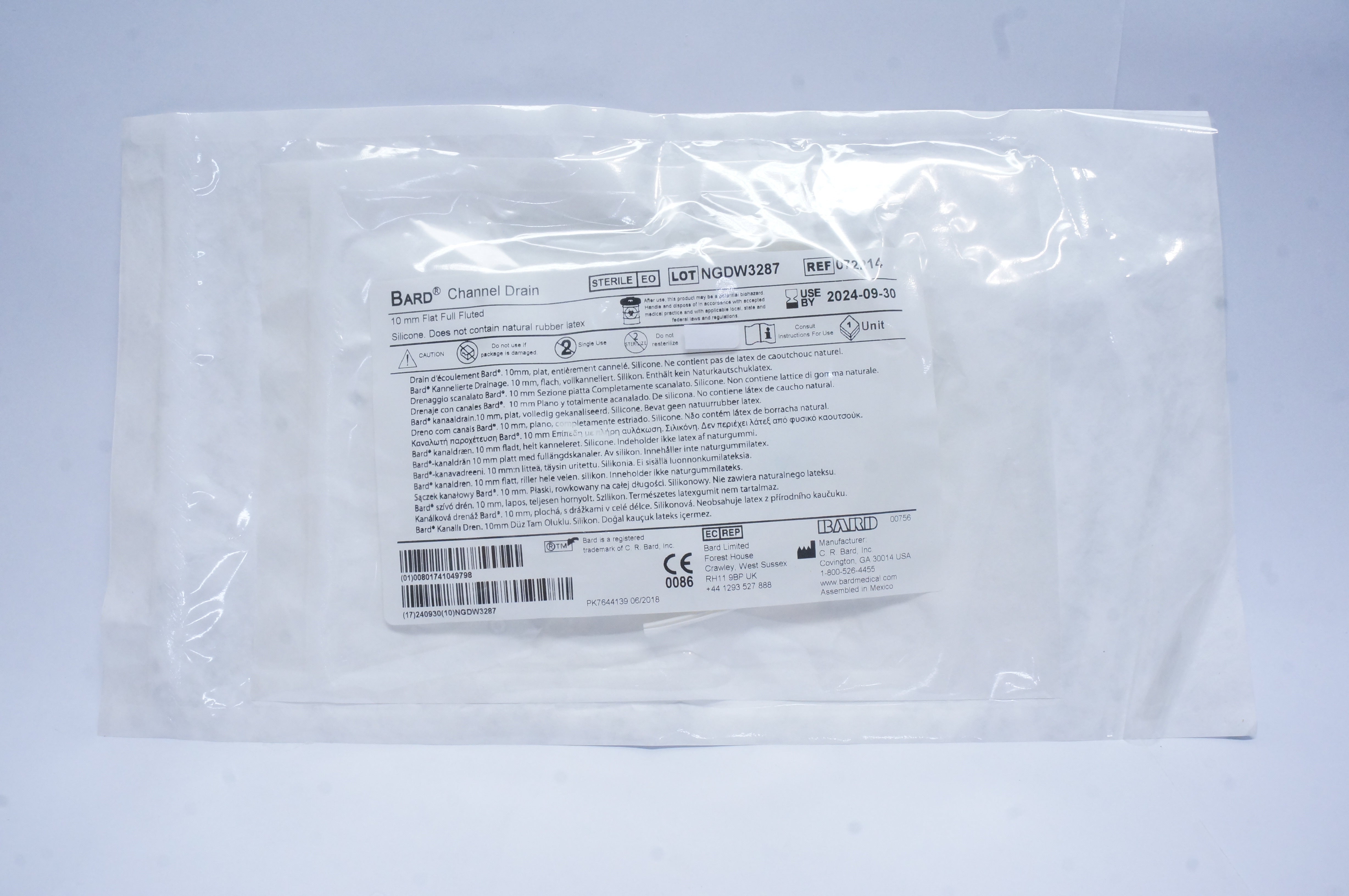 Bard 072214 Channel Drain 10mm Flat Full Fluted
