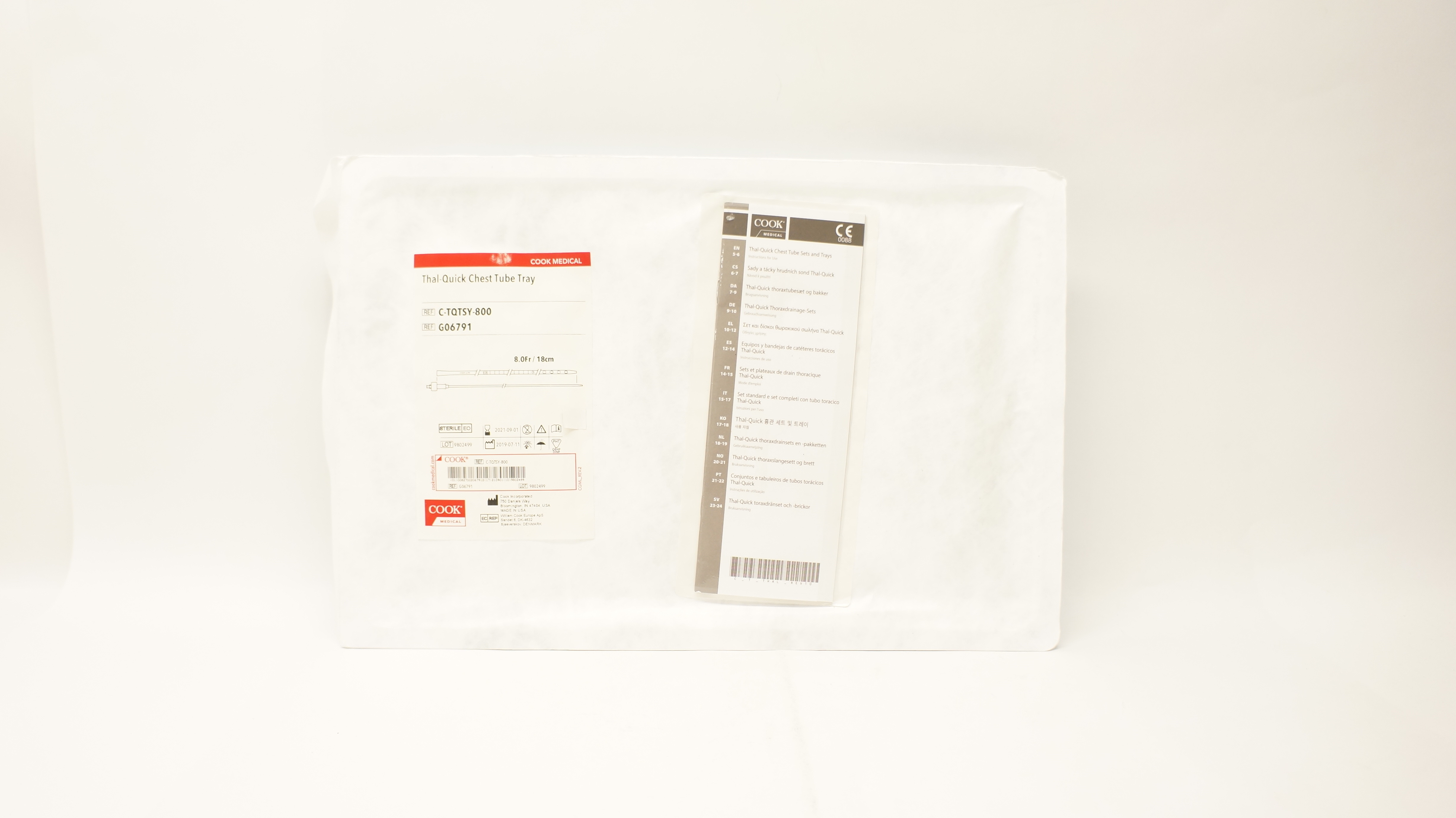 Cook Medical G06791 Thal-Quick Chest Tube Tray 8.0Fr x 18cm