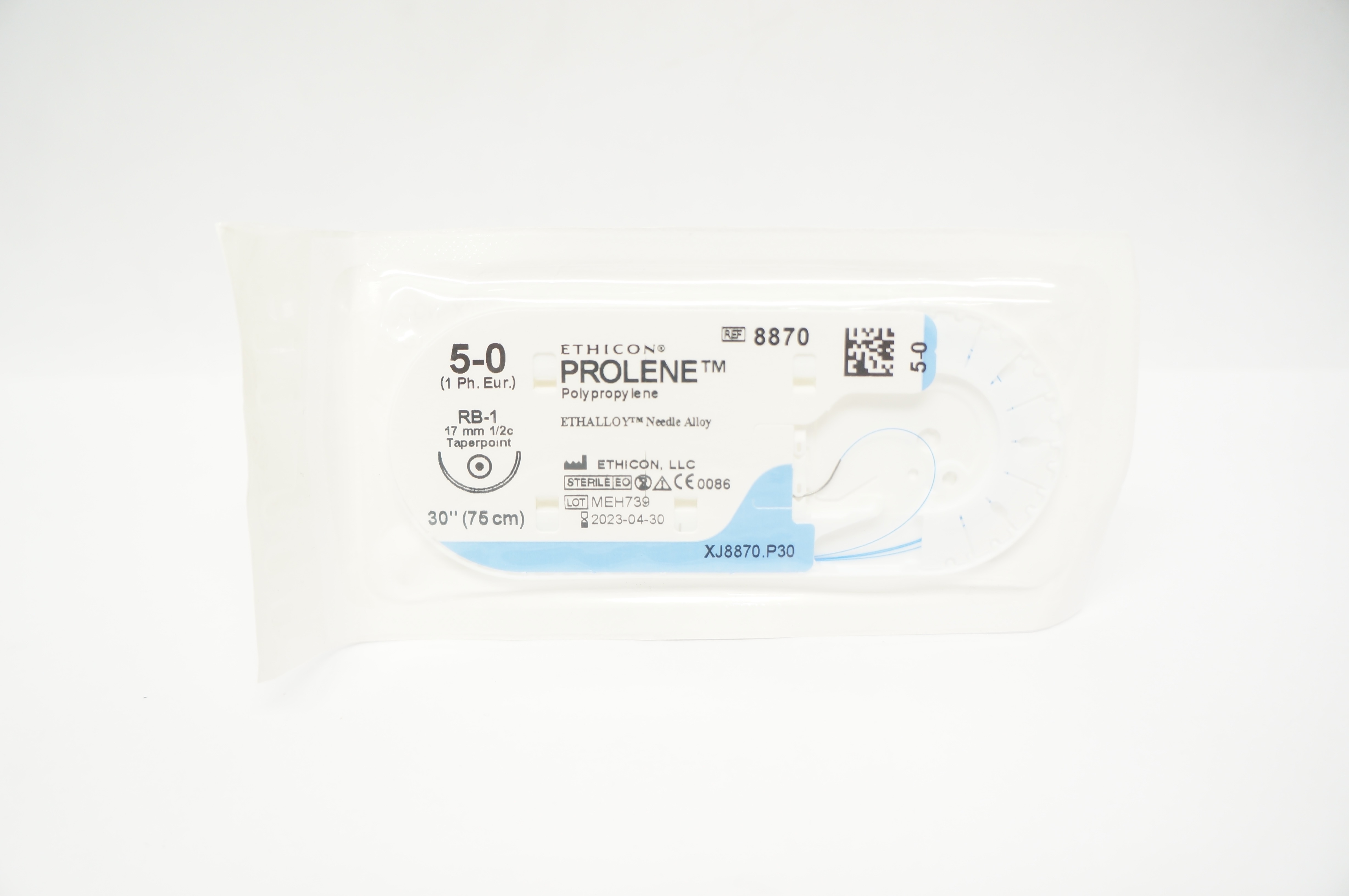 Ethicon 8870 5-0 Prolene Polypropylene Stre RB-1 17mm 1/2c Taperpoint, 30 inch