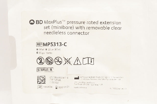 BD MP5313-C MaxPlus Pressure Rated Extension Set 0.6ml x 8.5inch (x)