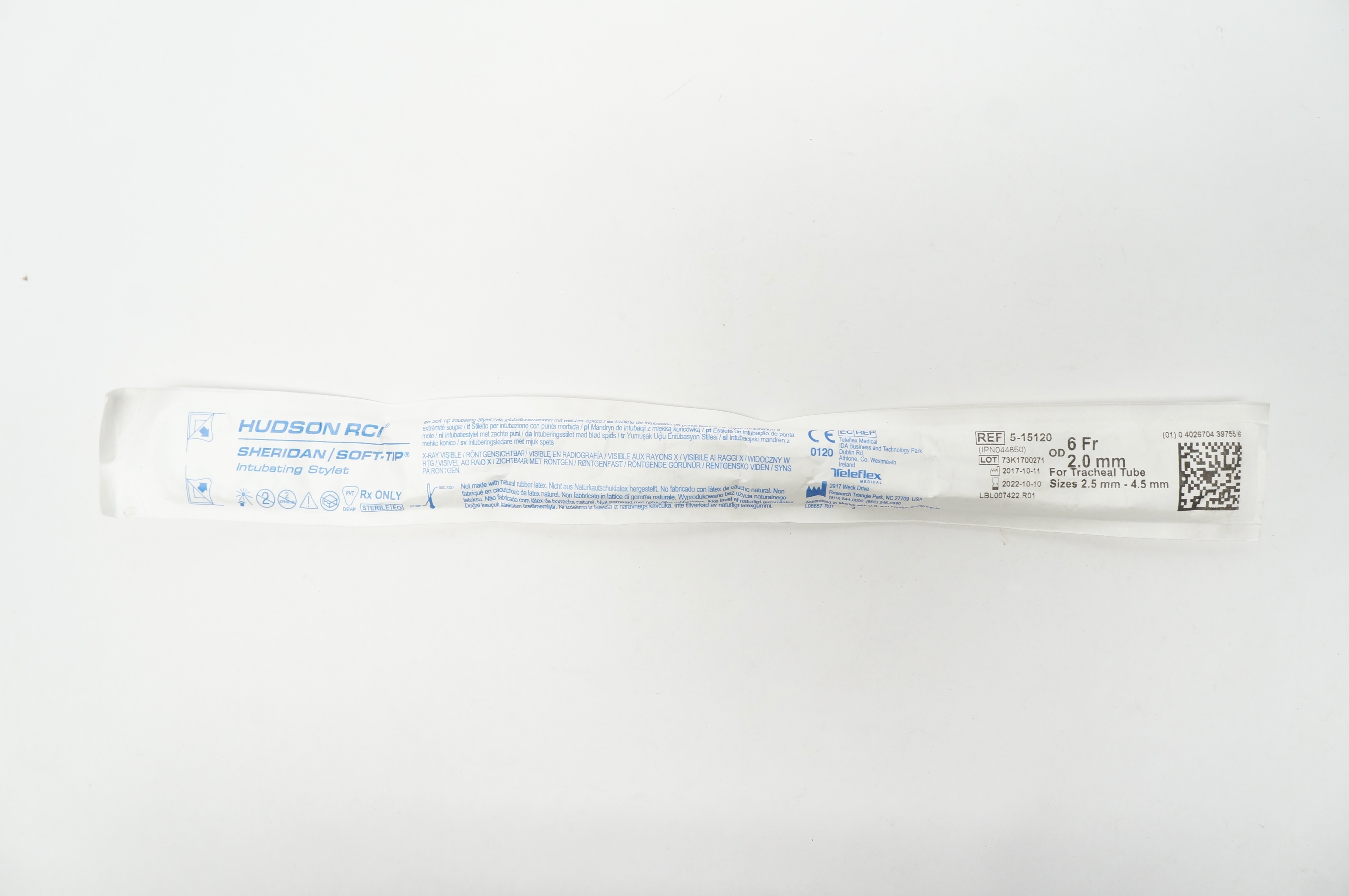 Teleflex 5-15120 Hudson RCI Sheridan/Soft-Tip Intubating Stylet 6Fr x 2.0mm