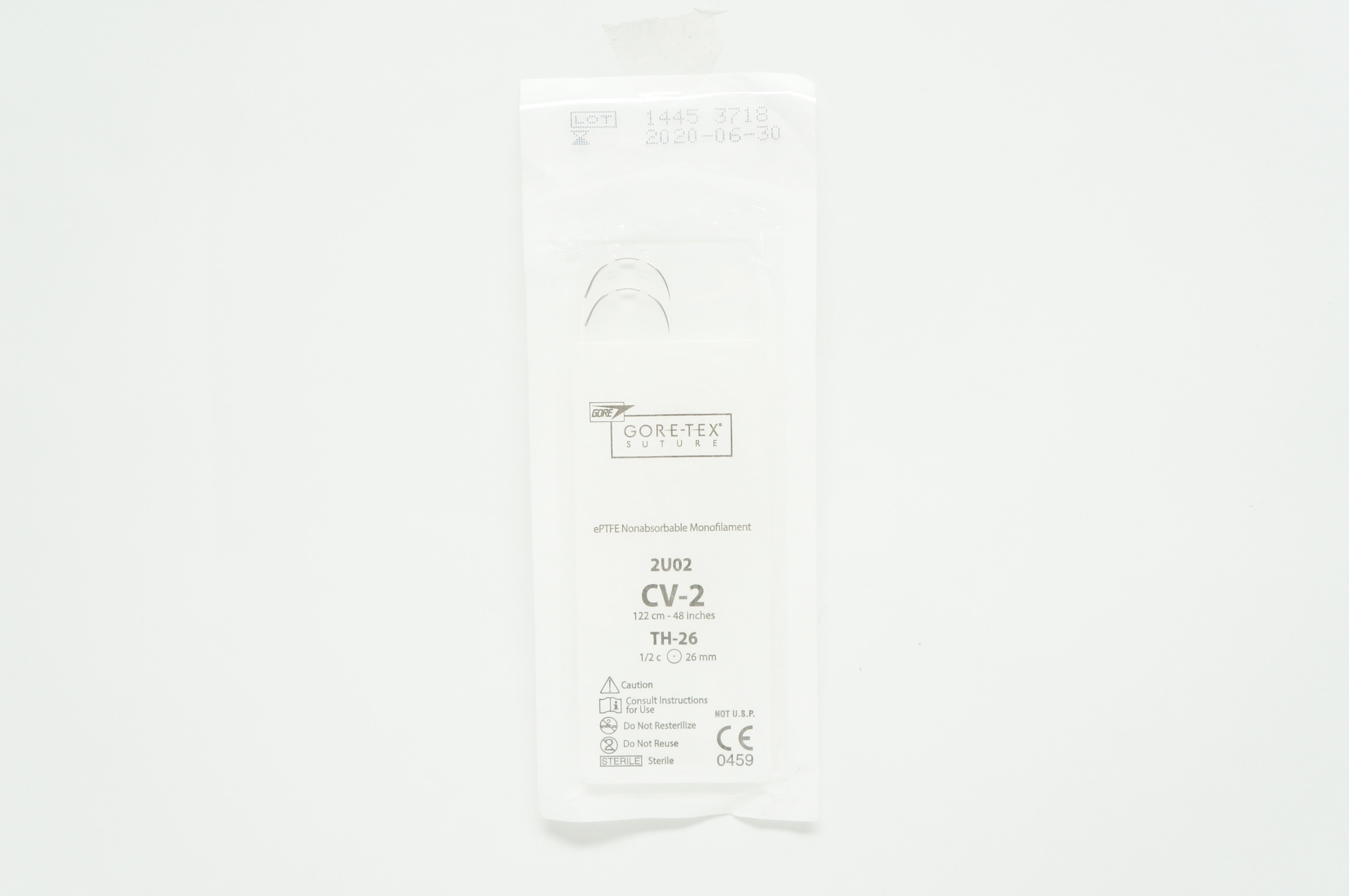 Gore 2U02 ePTFE Nonabsorbable Monofilament, CV-2 TH-26 1/2c 26mm, 48 inch (x)