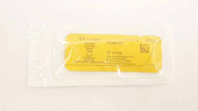 Ethicon 1735 6-0 Plain Gut Surgical Stre TG140-8 6.5mm 3/8c Spatula (x)