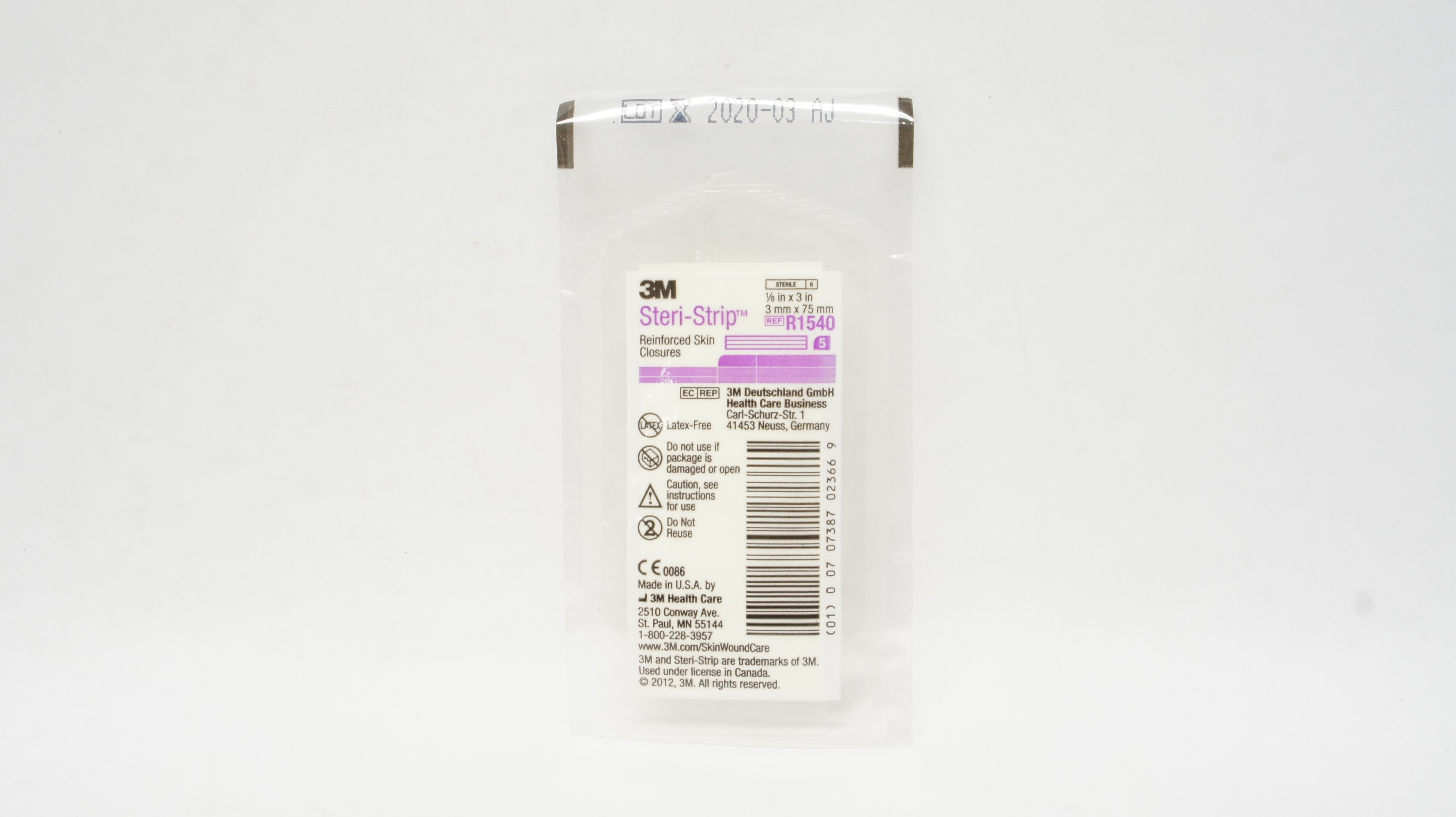3M R1540 Steri-Strip Reinforced Skin Closures 1/8inch x 3inch (x) - Packet of 5