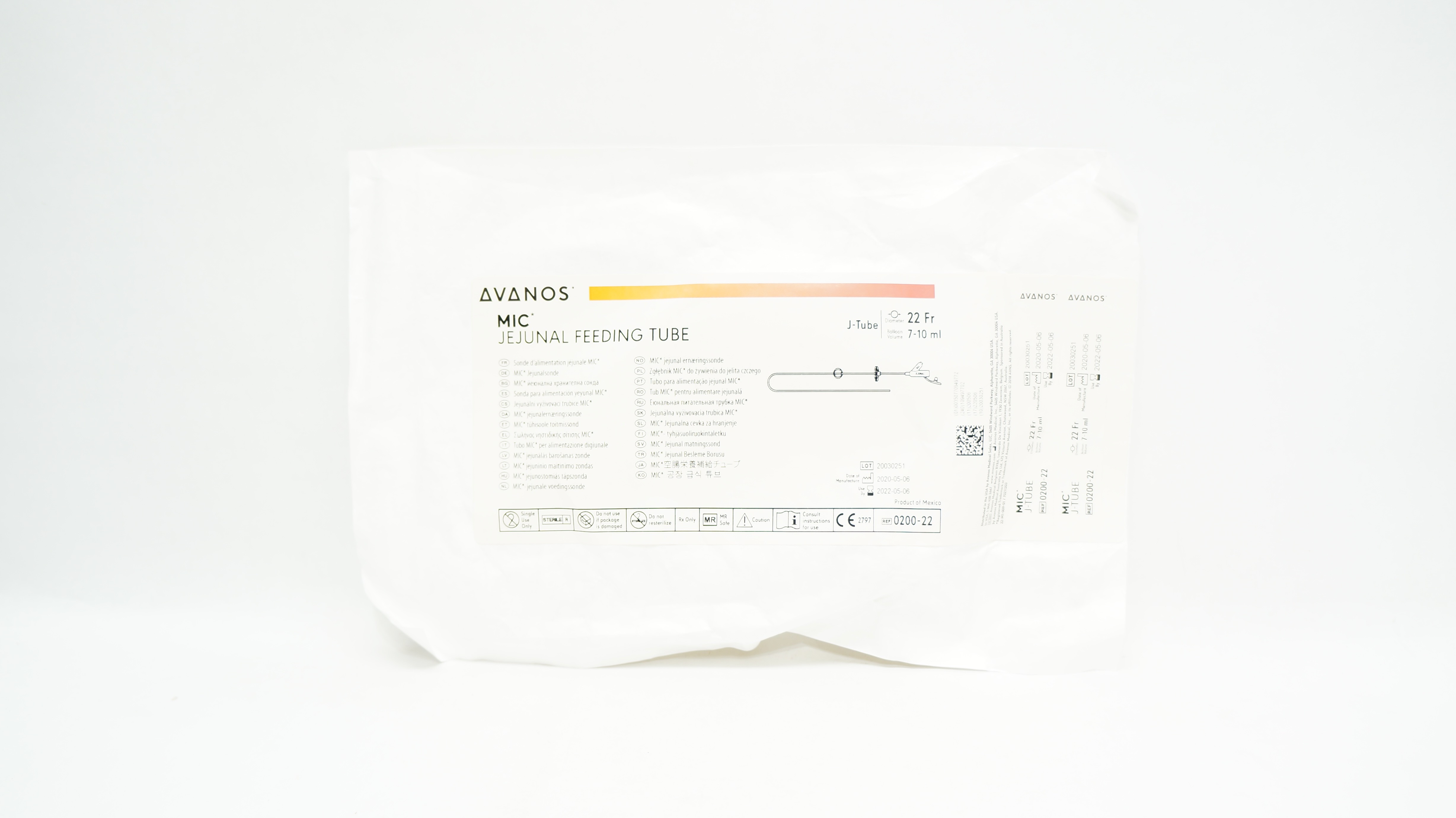 Avanos 0200-22 MIC Jejunal Feeding Tube 22Fr x 7-10 ml (x)