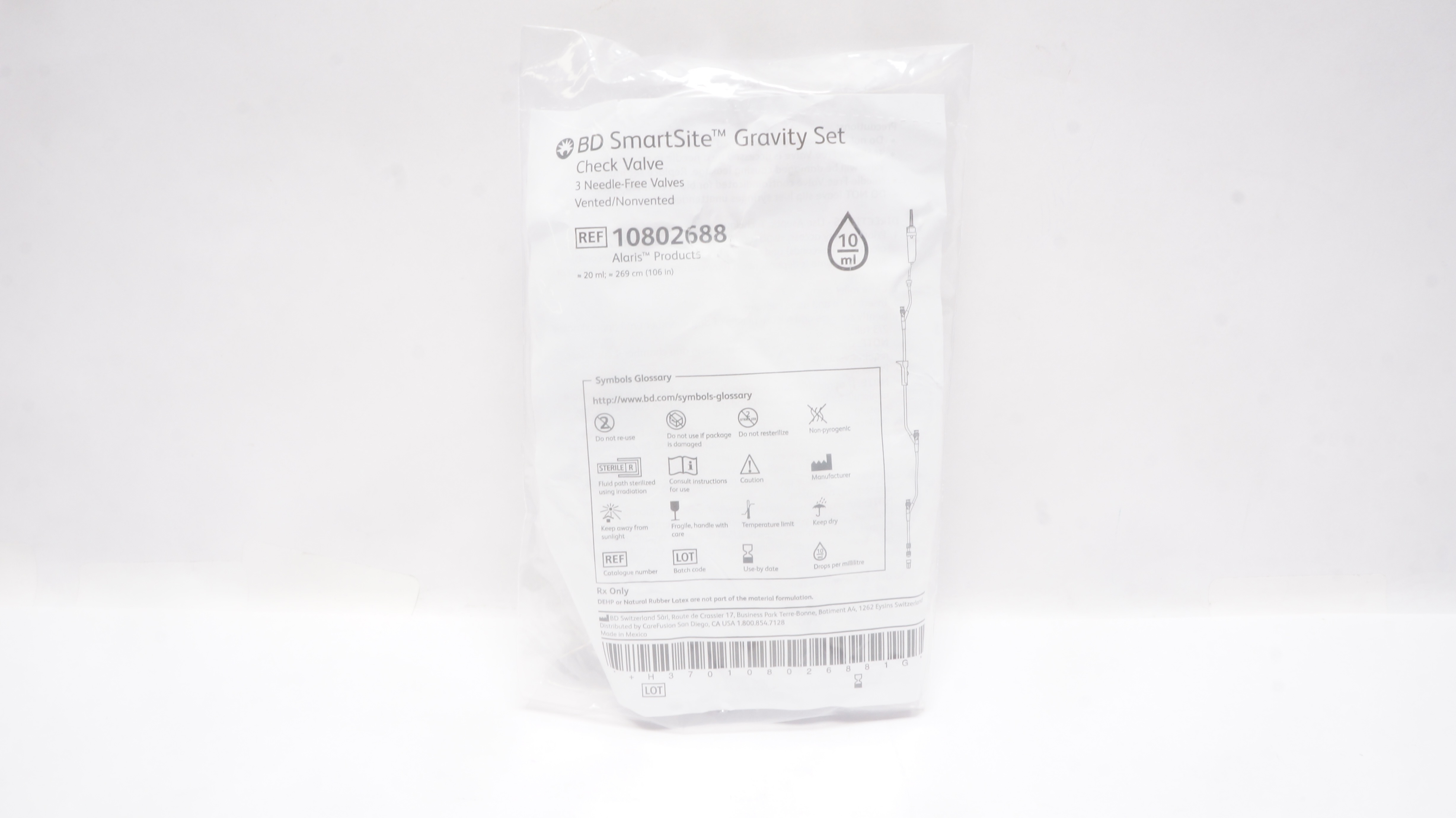 CareFusion 10802688 Alaris Products SmartSite Gravity Set 20mL, 106inch