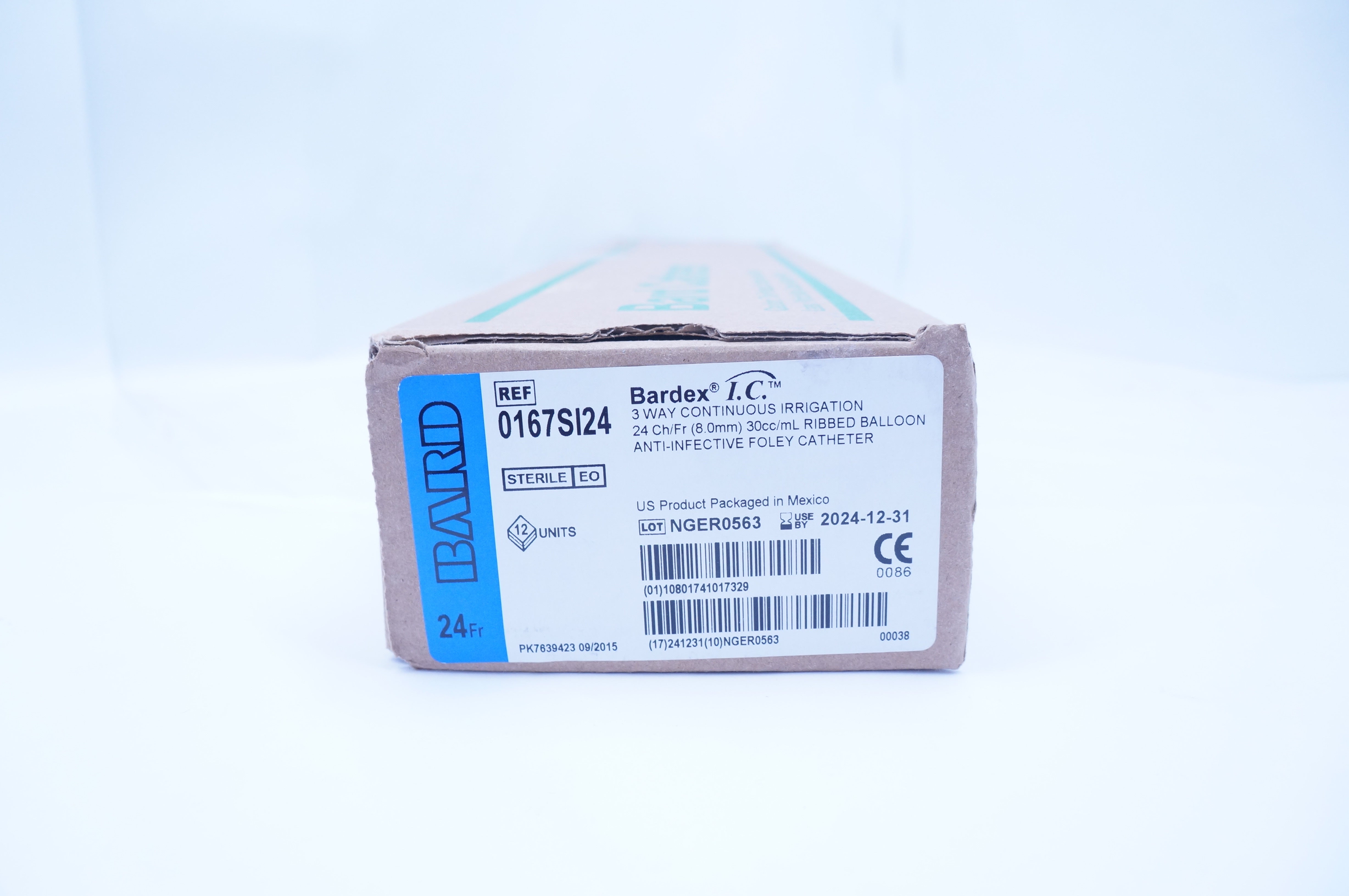 Bard 0167SI24 Bardex I.C. Anti-Infective Foley Cath. 24 Fr. 30mL - Box of 12