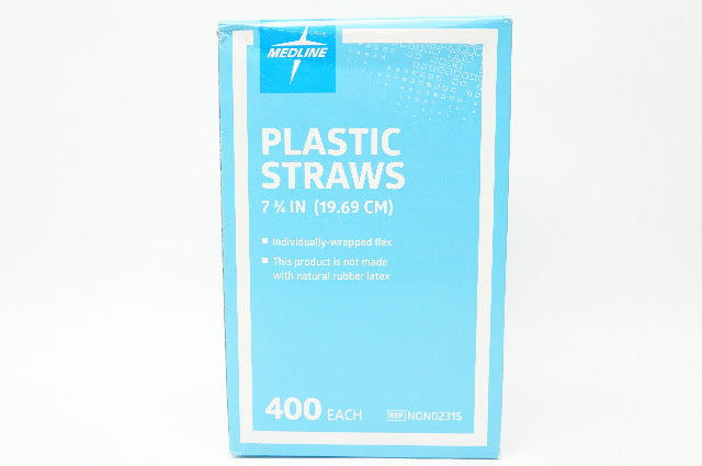 Medline NON02315 Plastic Straws 7 3/4inch - Box of 400