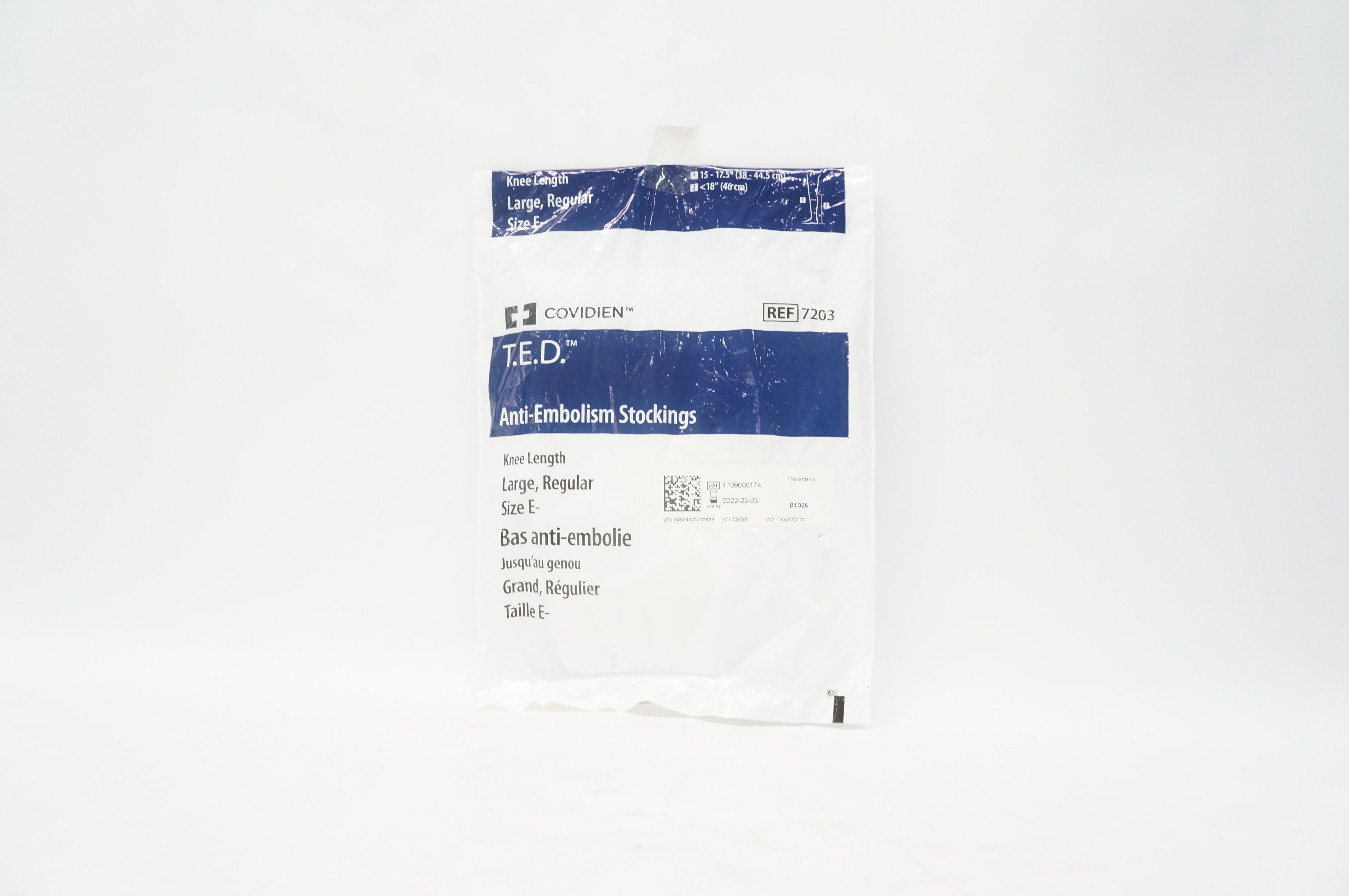 Covidien 7203 T.E.D. Anti-Embolism Stockings Knee Length, Large, Regular, Size E
